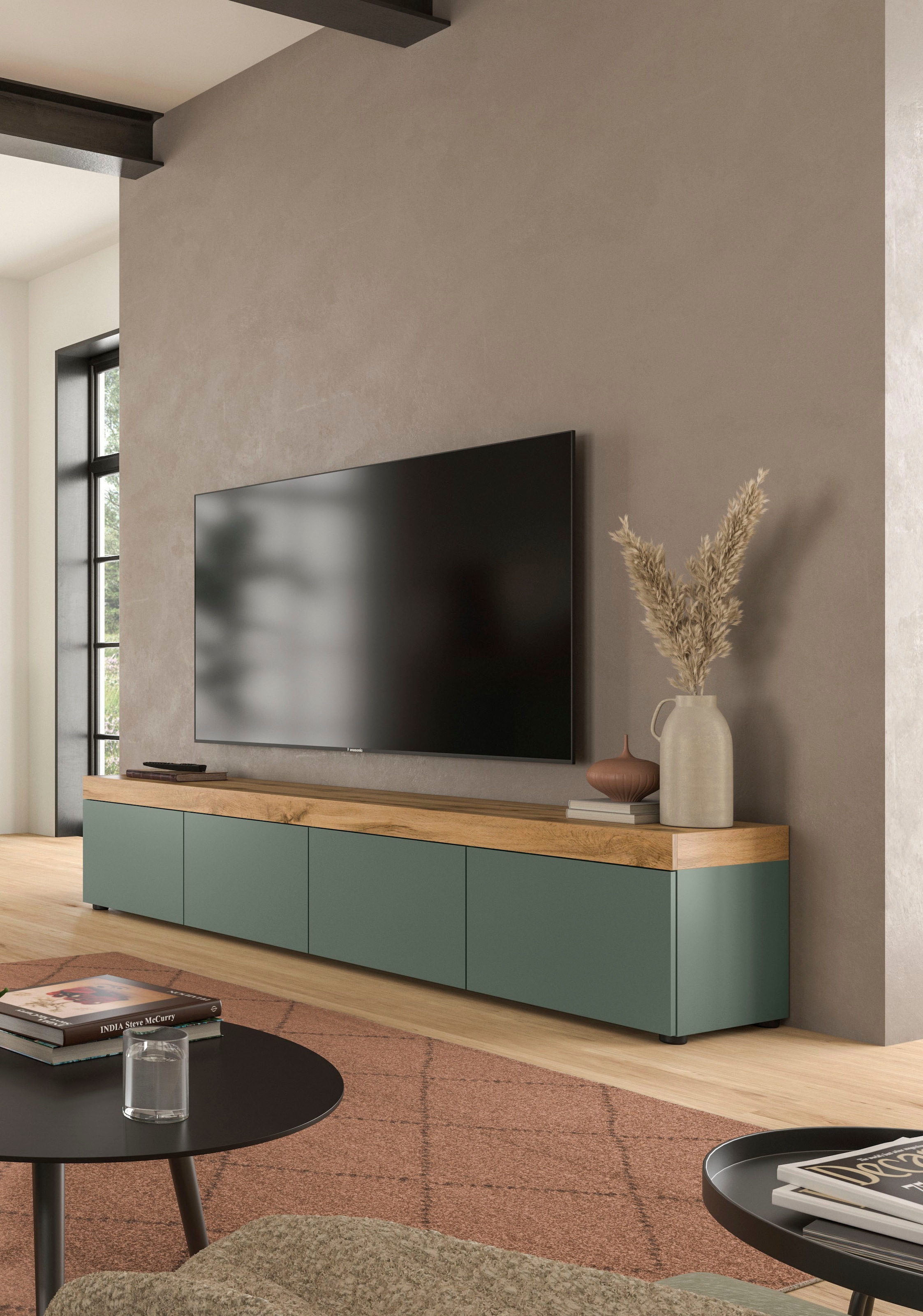 OTTO home Lowboard »MAMBO, TOPSELLER!, Breite 200cm, 4 Klappen, stehend oder hängend« 2 farbige Ausführung, in verschiedenen Farben erhältlich, 1 Stk. tlg. Lowboard, TV Unterschrank, Tv-Schrank, Wohnzimmer