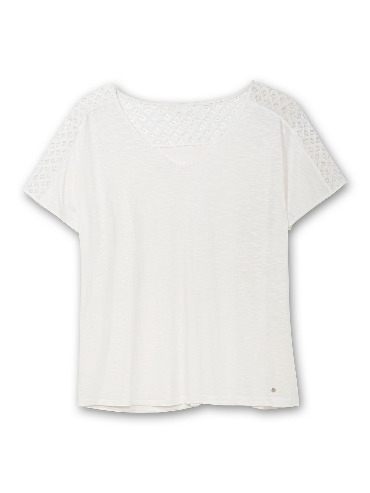 Sheego T-Shirt »Große Größen«, mit Spitze und V-Ausschnitt, aus Flammgarnjersey