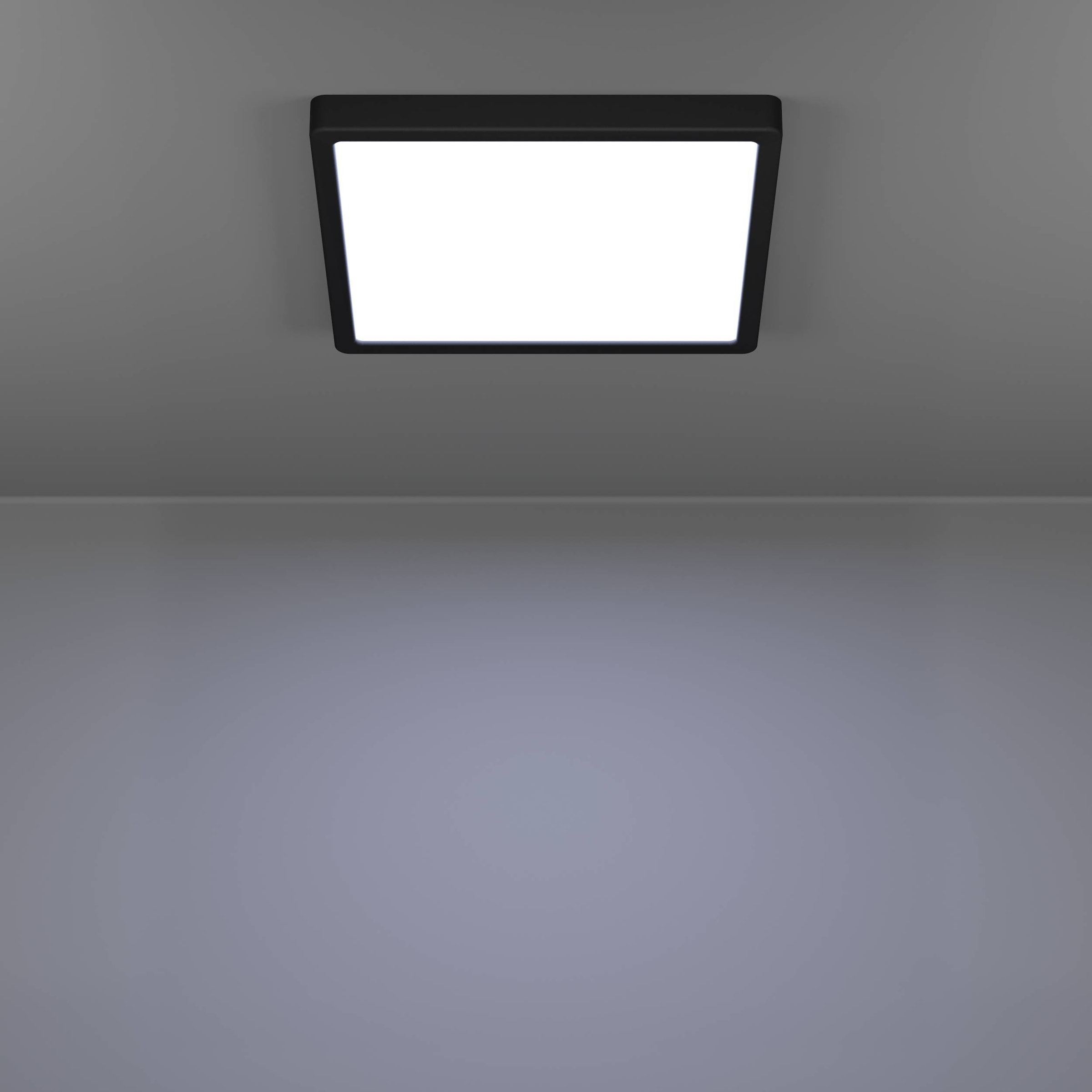 EGLO Aufbauleuchte »Fueva 6 Deckenlampe, Badlampe Decke, Kunststoff, IP44, Aufbaulampe« LED-Modul 1 Stk. Kaltweiß | Neutralweiß | Warmweiß Aufbauleuchte - L29 x B29 x H2,5 cm - schwarz - 13W inkl.