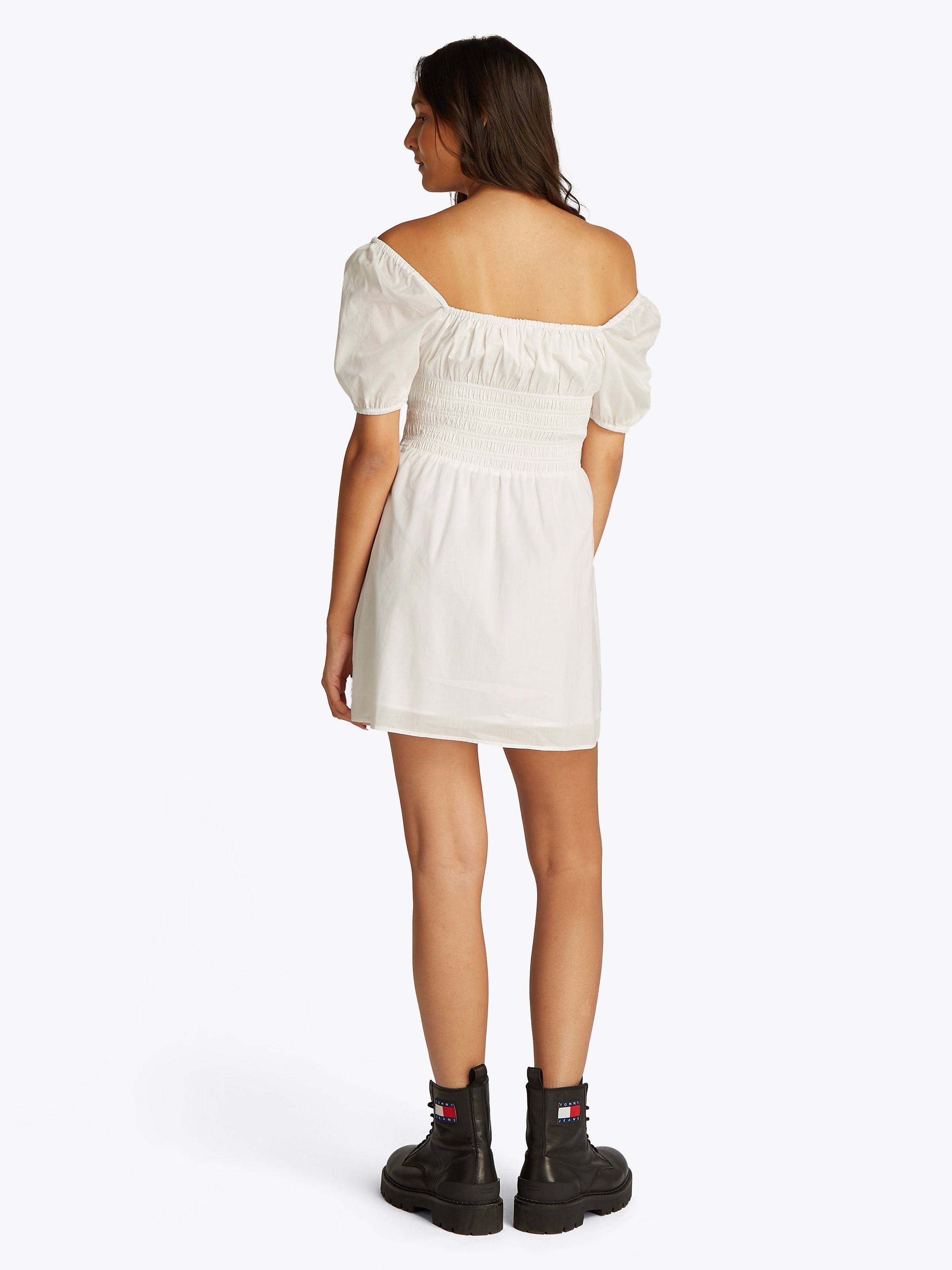 Tommy Jeans Babydollkleid »TJW COTTON VOILE MINI DRESS EXT«, in Mini-Länge, mit Raffungen