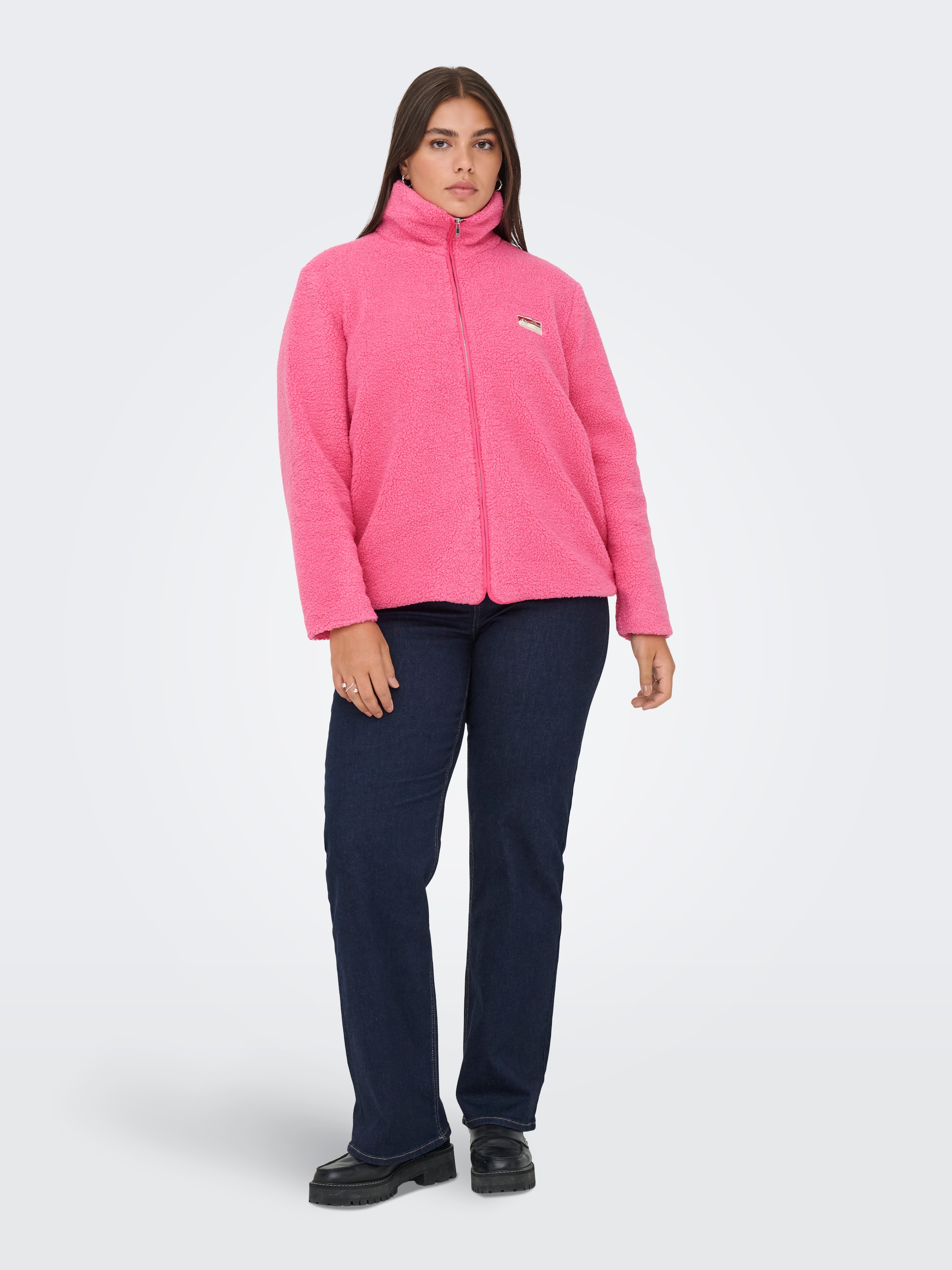 ONLY CARMAKOMA Plüschjacke »CARHOLLY TEDDY L/S ZIP SWT«