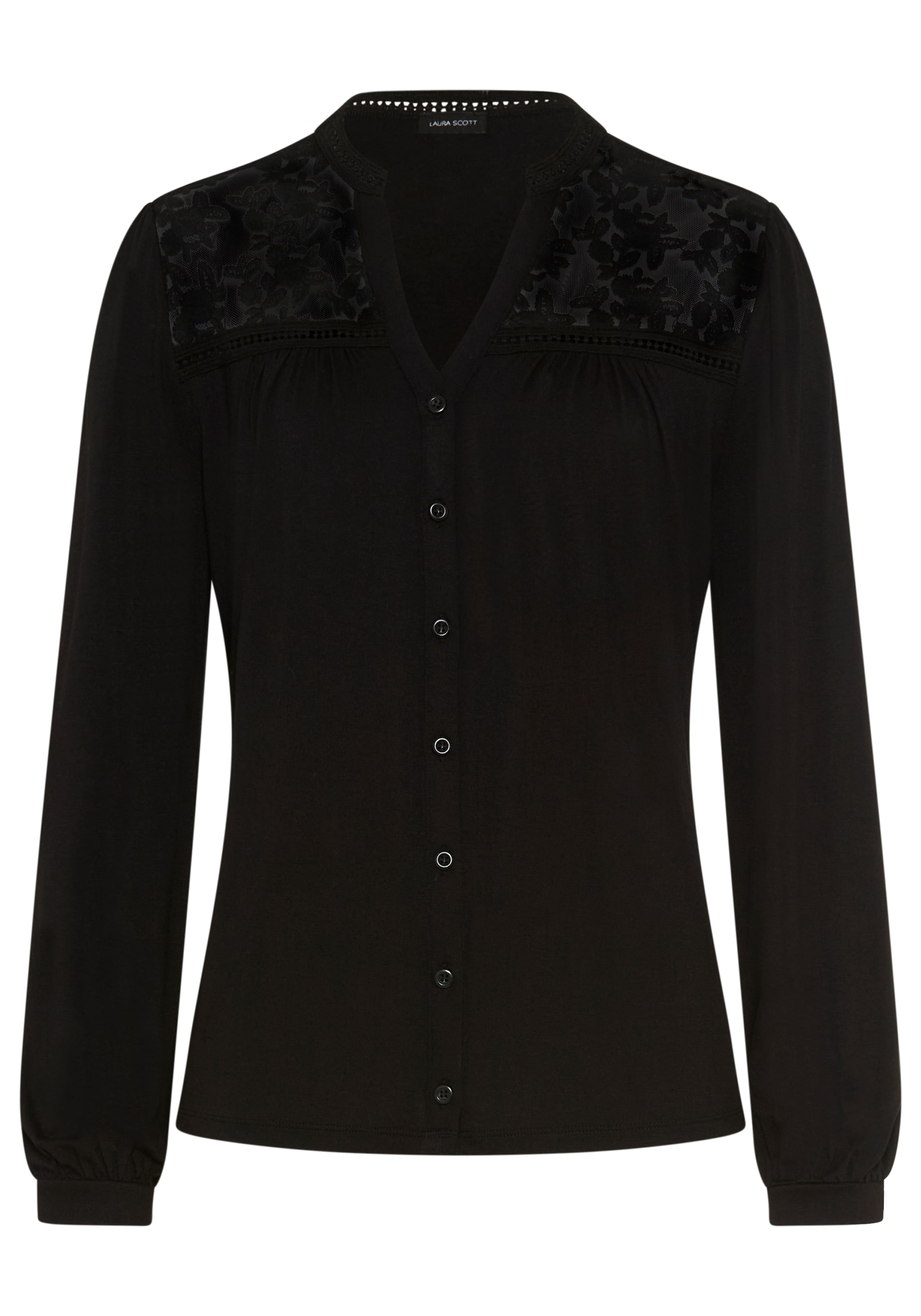 Laura Scott Spitzenshirt mit V-Ausschnitt, figurumspielende Passform
