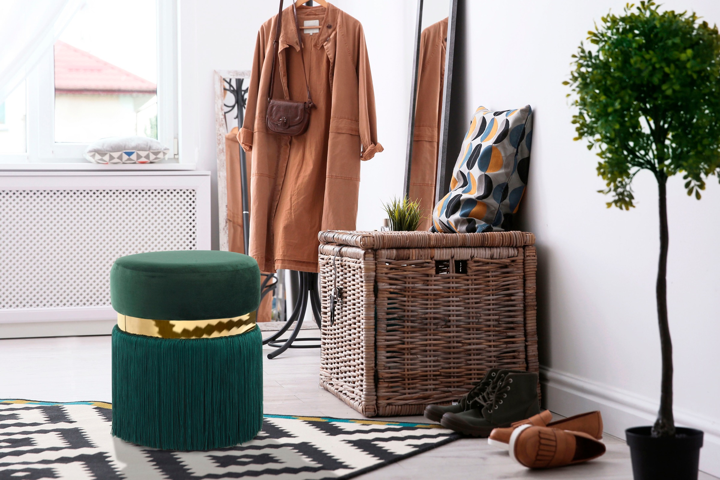 Kayoom Sitzhocker "Hocker Rebecca 925, Sitzpouf in runder Form,mit samtigem günstig online kaufen