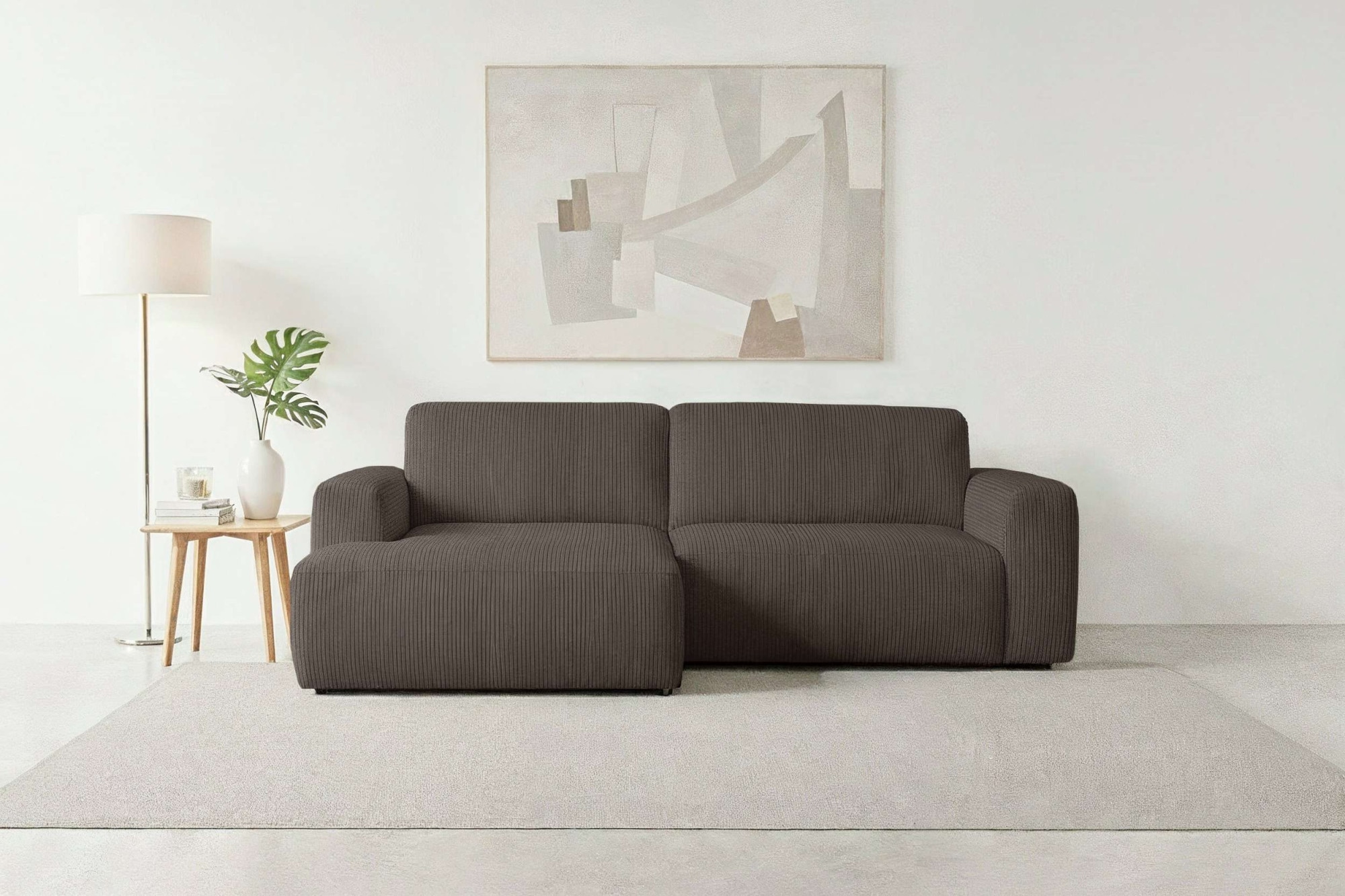 Home affaire Schlafsofa "Noord Schlafecksofa, Breite 250 cm" Cord, Struktur günstig online kaufen