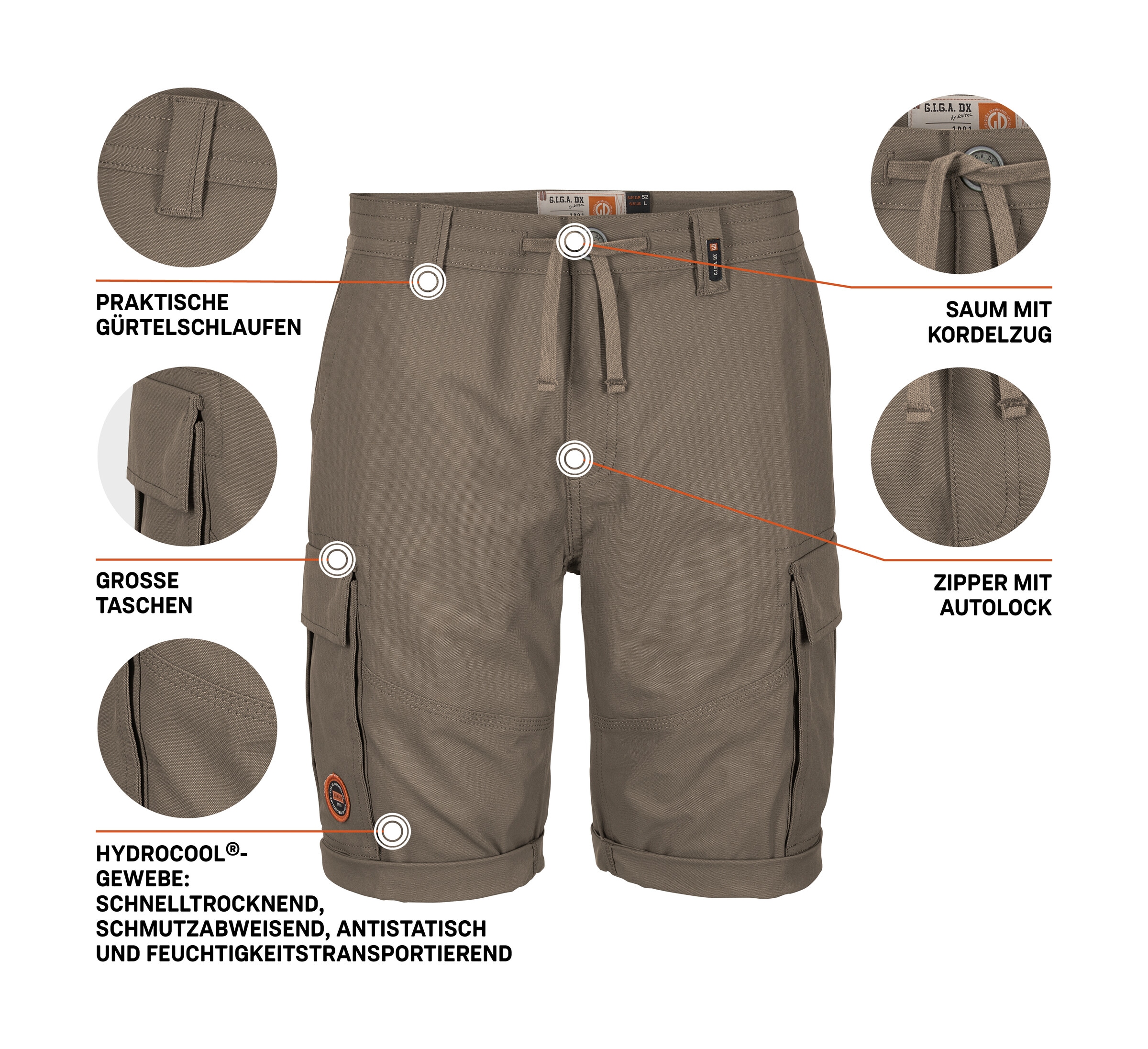 G.I.G.A. DX by killtec Bermudas »GS 11 MN BRMDS«  Bermudas mit HYDROCOOL, schnelltrocknend, krempelbar, Comfort-Stretch