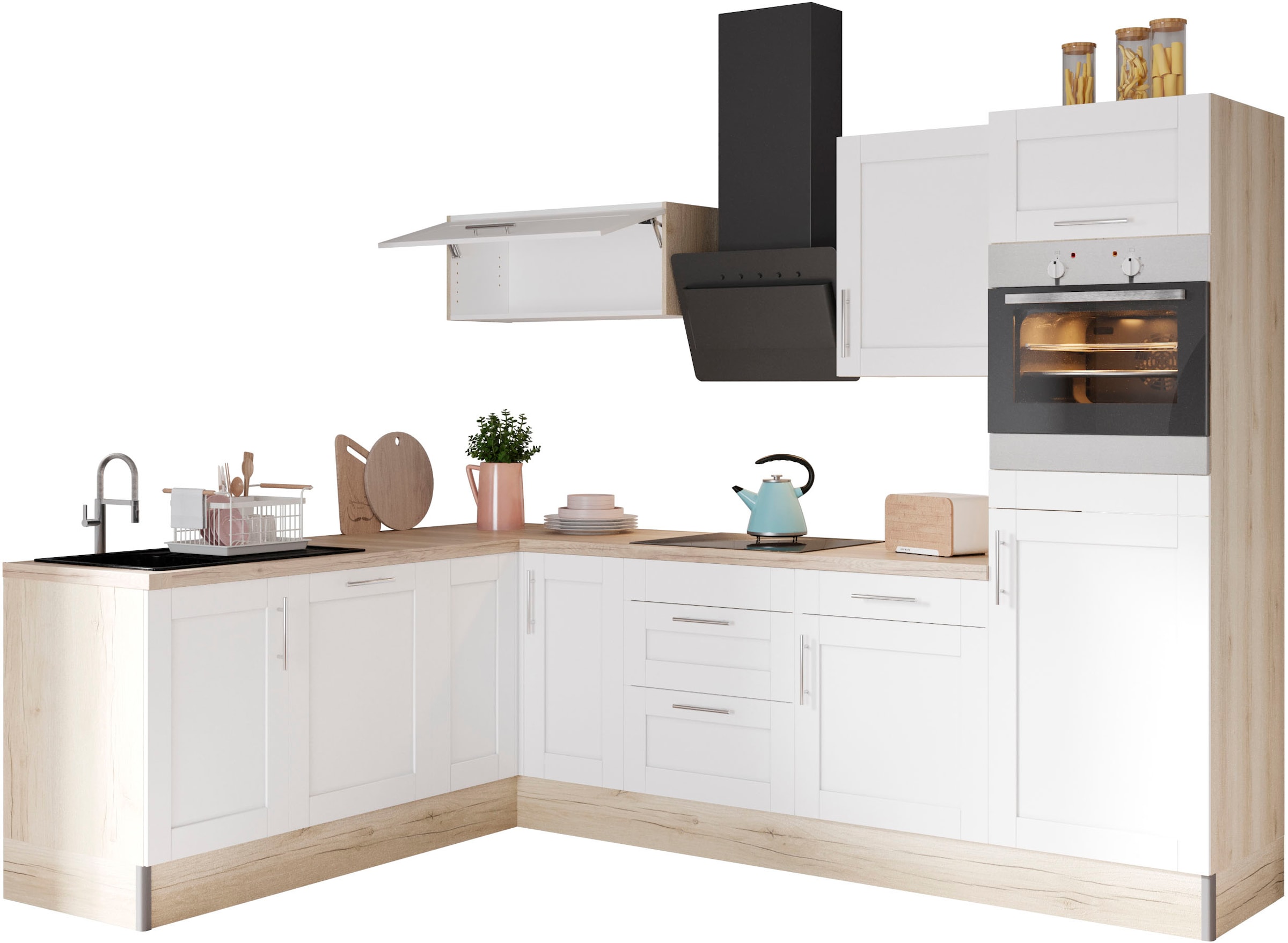 OPTIFIT Küche »Ahus«, 200 x 270 cm breit, wahlweise mit E-Geräten, Soft Close Funktion