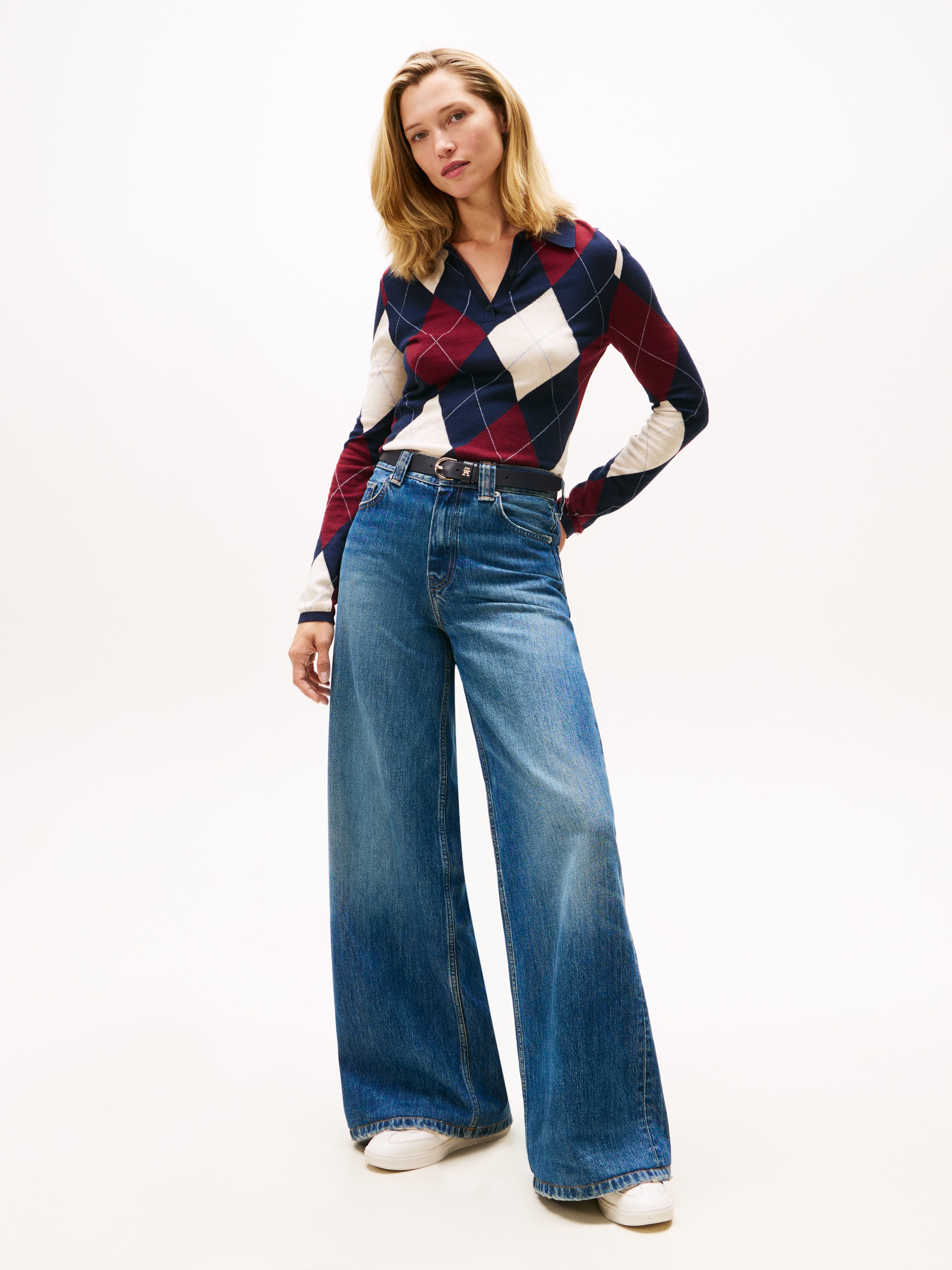 Tommy Hilfiger Strickpullover »CO ARGYLE POLO-NK SWEATER«