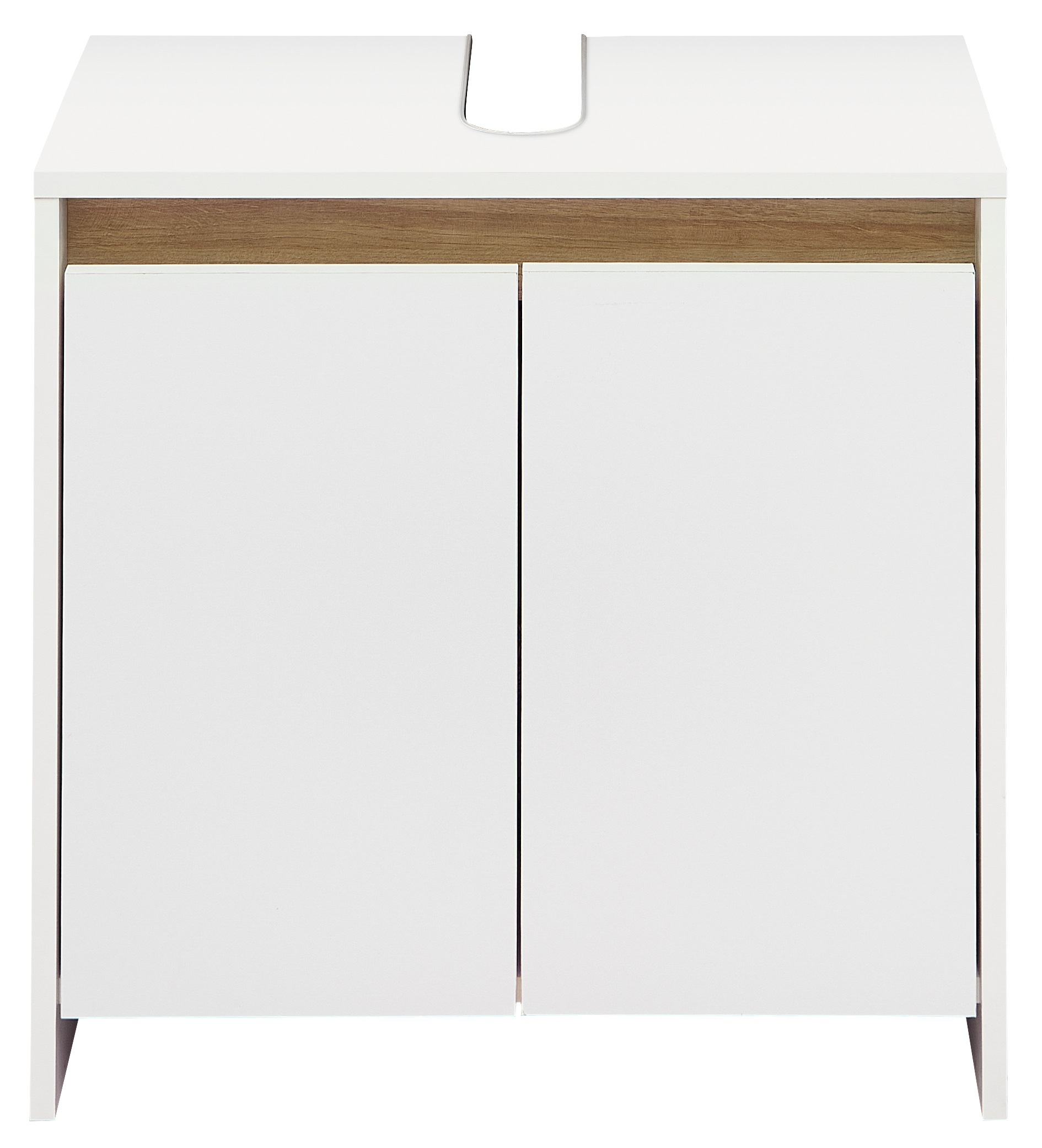 Saphir Waschbeckenunterschrank »Quickset 100, 2 Türen, Siphonausschnitt«, Waschbeckenschrank ohne Griff, 61,6 cm breit, mit Akzentfuge