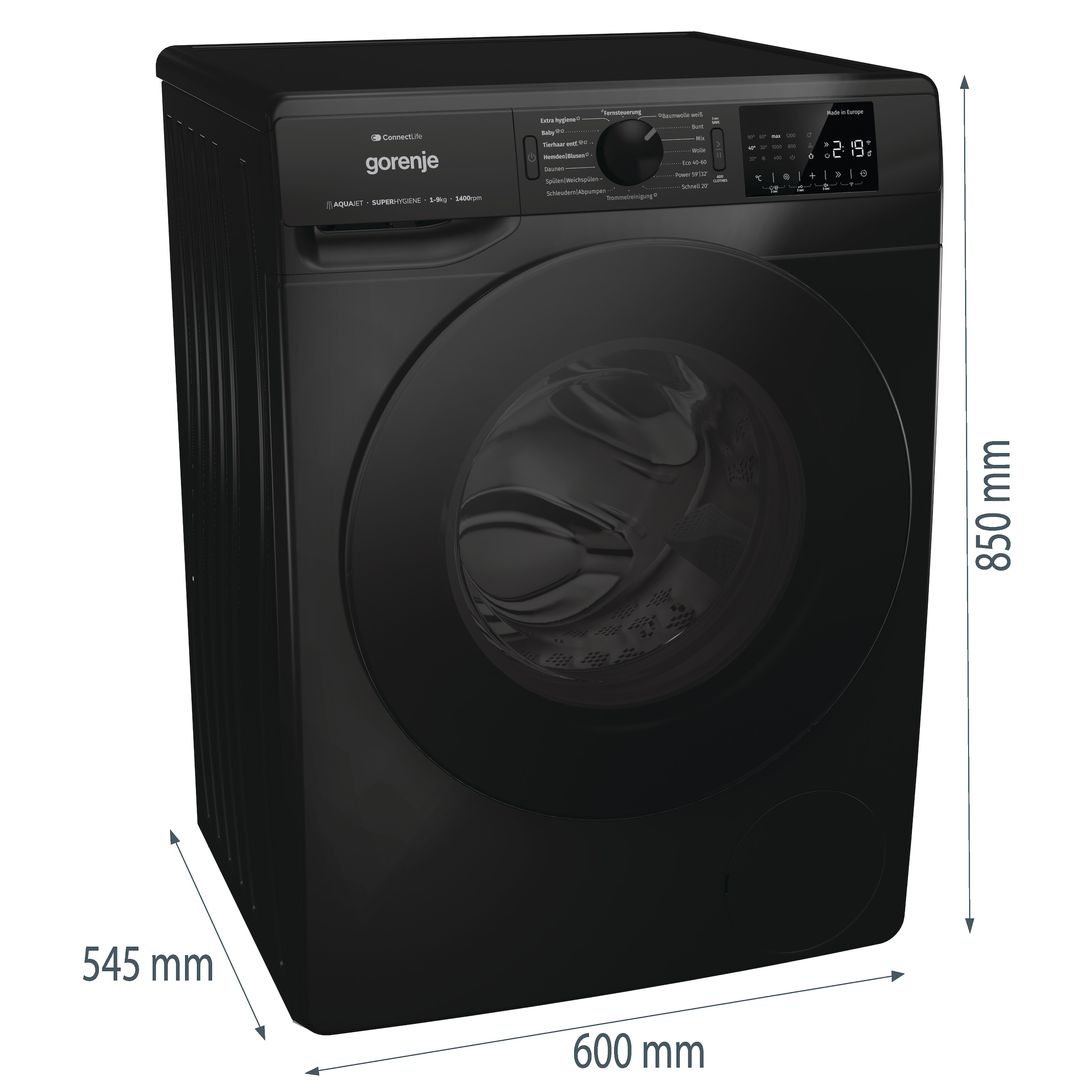 GORENJE Waschmaschine »WPNEI94A1DTSB«, 9 kg, 1400 U/min, Energieklasse A-10%
