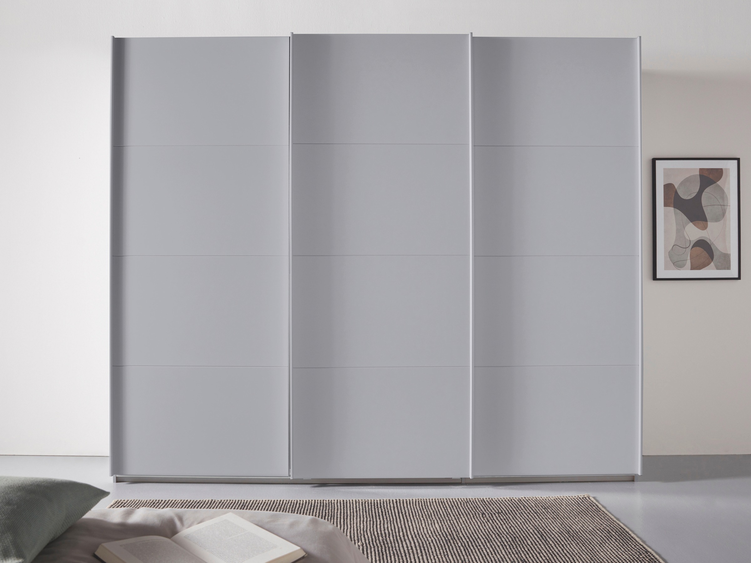 Schwebetürenschrank RAUCH, B:271cm H:229cm T:68cm, grau, Holzwerkstoff, Schränke, "Kleiderschrank Schrank Garderobe Wäscheschrank Ankleide OTELI", in