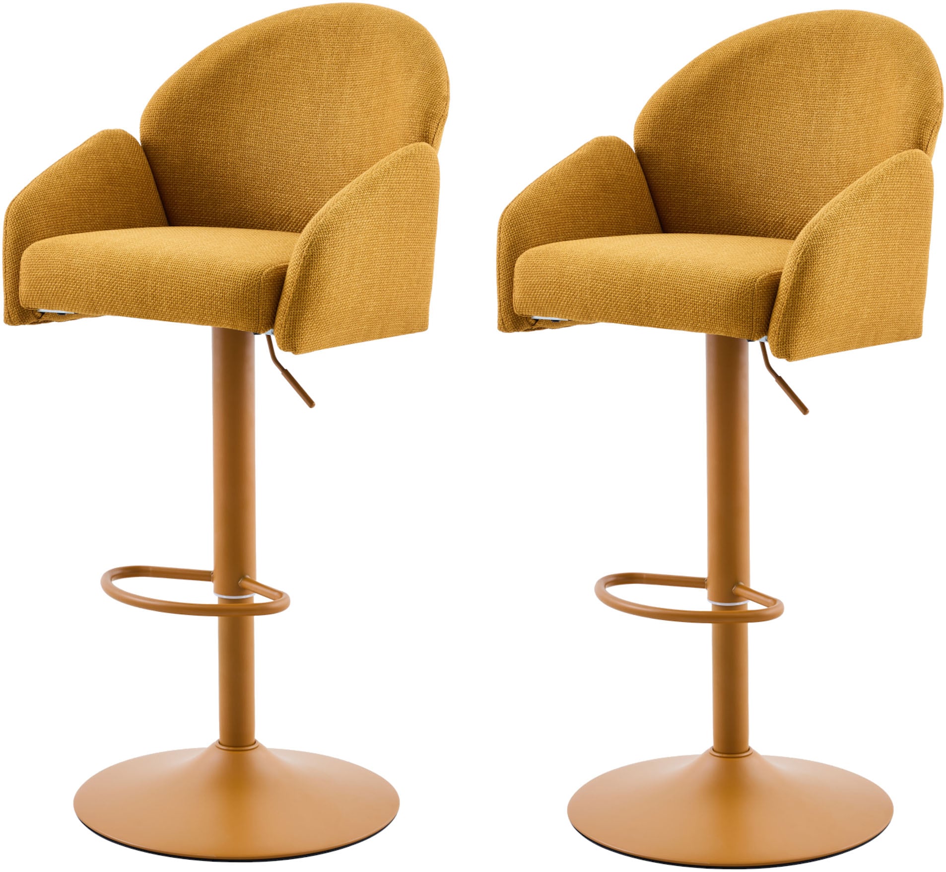 HELA Barhocker »HOLLY« Set, 2 Stk. tlg. 360° drehbar, Höhenverstellbar, Armlehnen, Gestell angepasst an Bezug