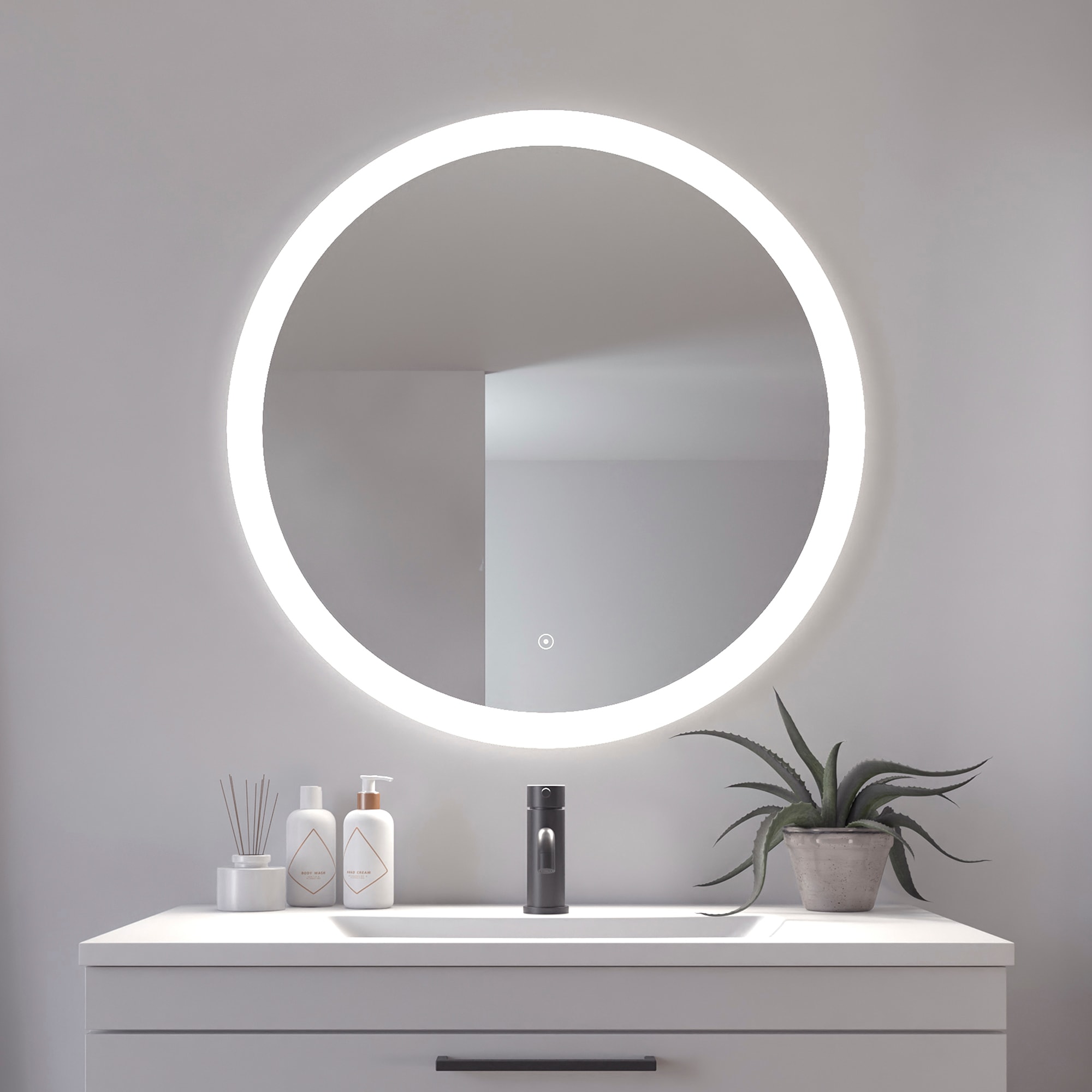 Loevschall Badspiegel "Vega Rund, Badzimmerspiegel mit LED Beleuchtung, Lic günstig online kaufen