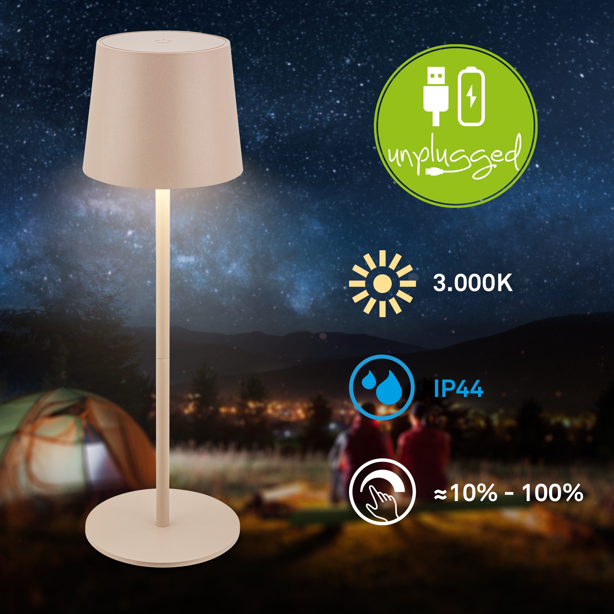 BRILONER LEUCHTEN LED Außen-Tischleuchte "BOTA 7708011", beige, Leuchten 3