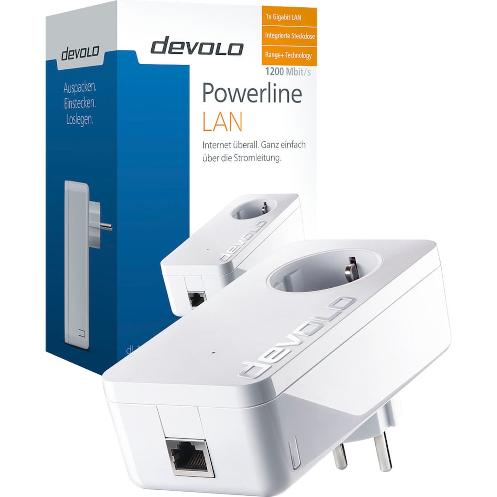 DEVOLO Smart-Stecker »dLAN 1200+ (1200Mbit, 1xGB LAN, Steckdose, Netzwerk, range+)«, (1 St.)