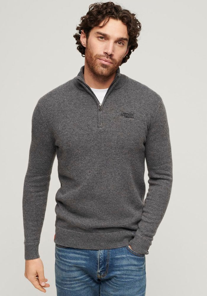 Superdry Strickpullover "ESSENTIAL EMB KNIT HALF ZIP" günstig online kaufen