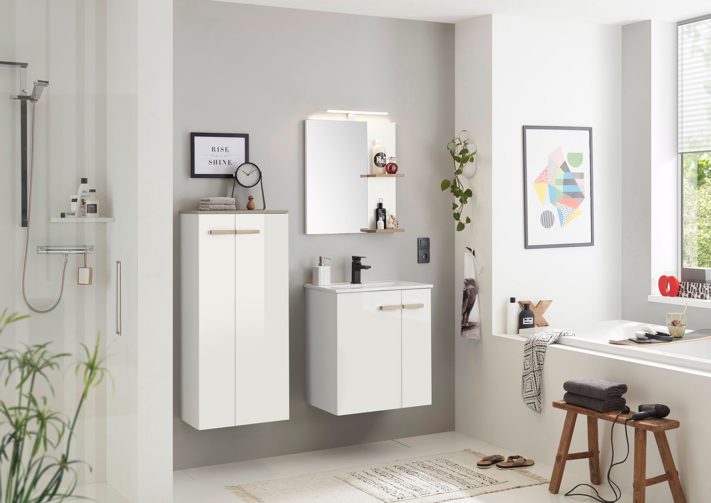 Home affaire Badmöbel-Set "SOLiD, Badmöbel-Set, Bad im modernen Design, 3-t günstig online kaufen