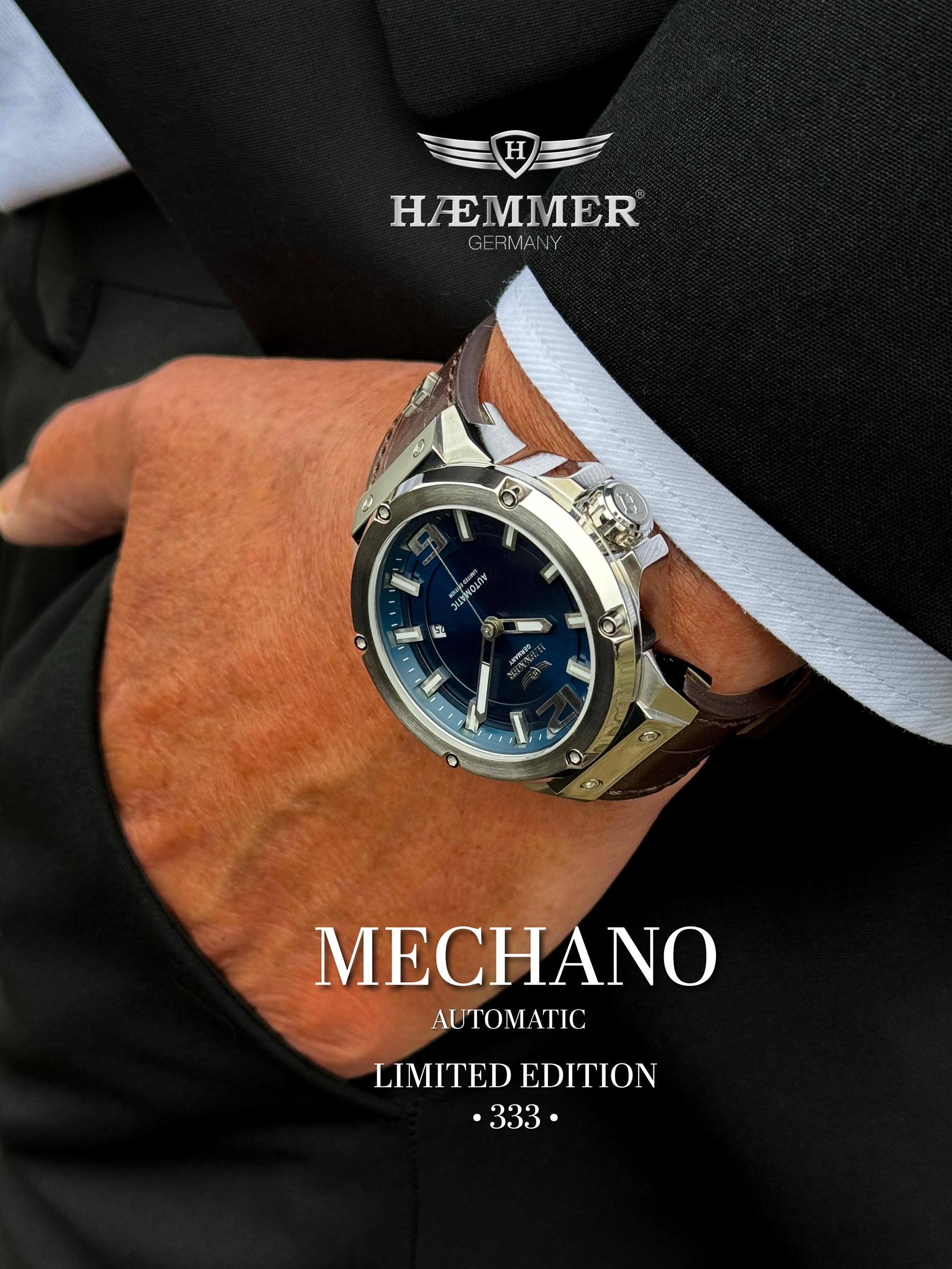 HAEMMER GERMANY Automatikuhr »MECHANO« Armbanduhr, Herrenuhr, Mechanische Uhr, analog, Tag