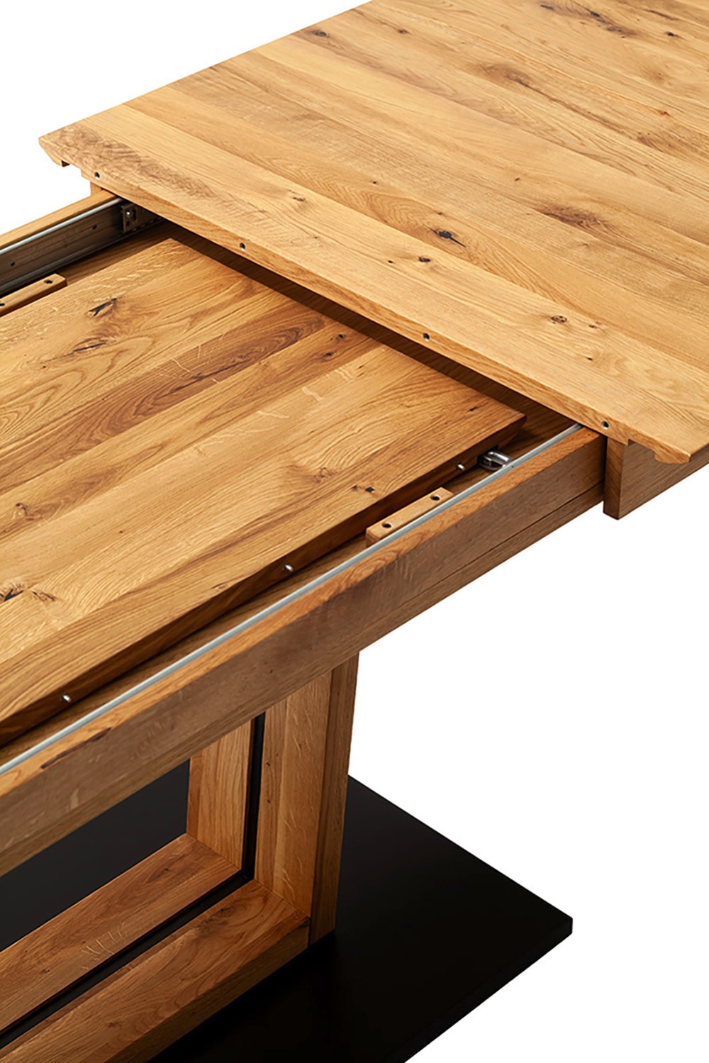 MCA furniture Esstisch »Morena Säulentisch Komfort Tisch«, Synchronauszug,ausziehbar,Wildeiche,massiv,geölt,XXL