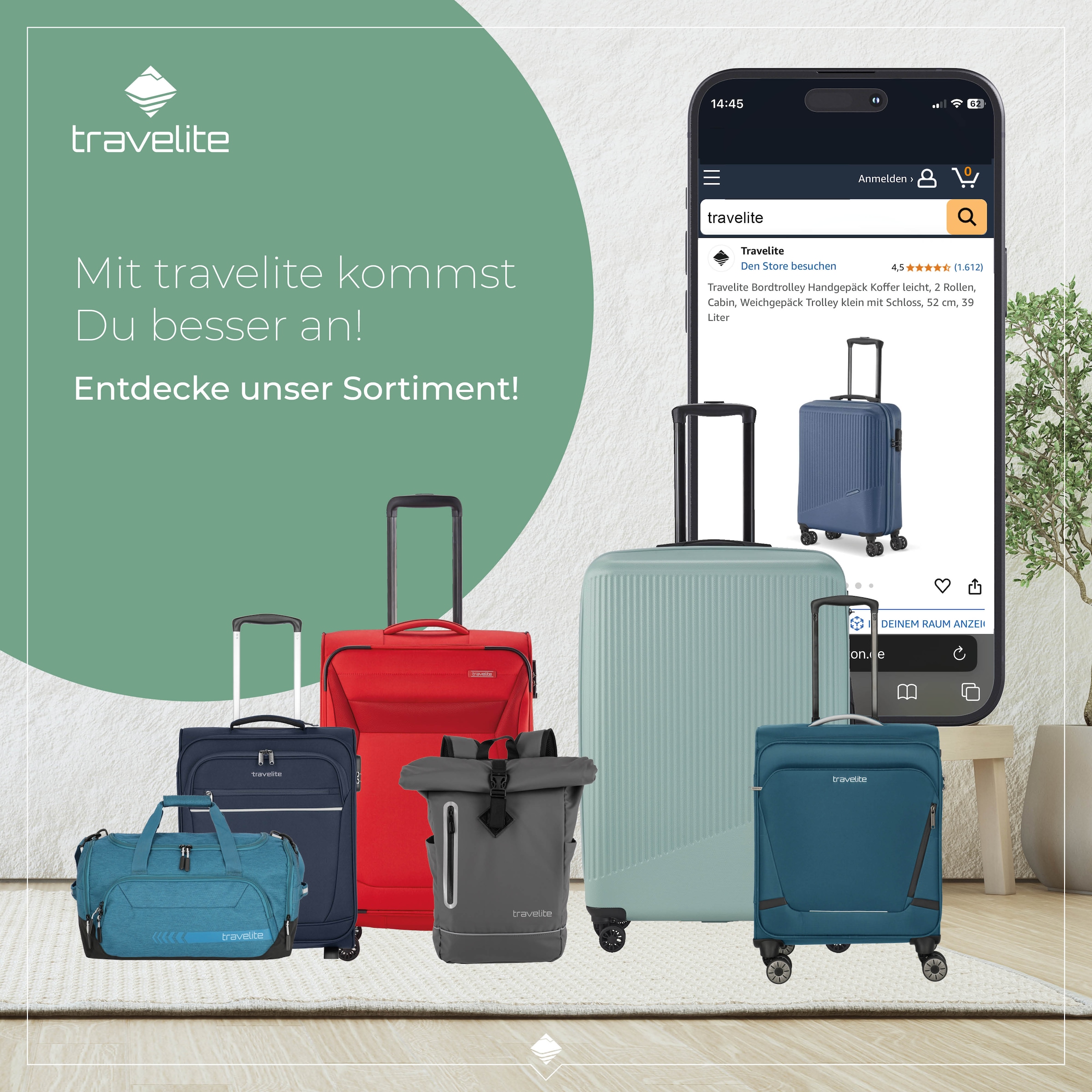 travelite Handgepäck-Trolley »JETPACK Max 4 Cabin, konzip. für Lufthansa, Austrian Airlines & Swiss«, 4 Rollen, Weichgepäck-Koffer Handgepäck für die meisten gängigen Airlines