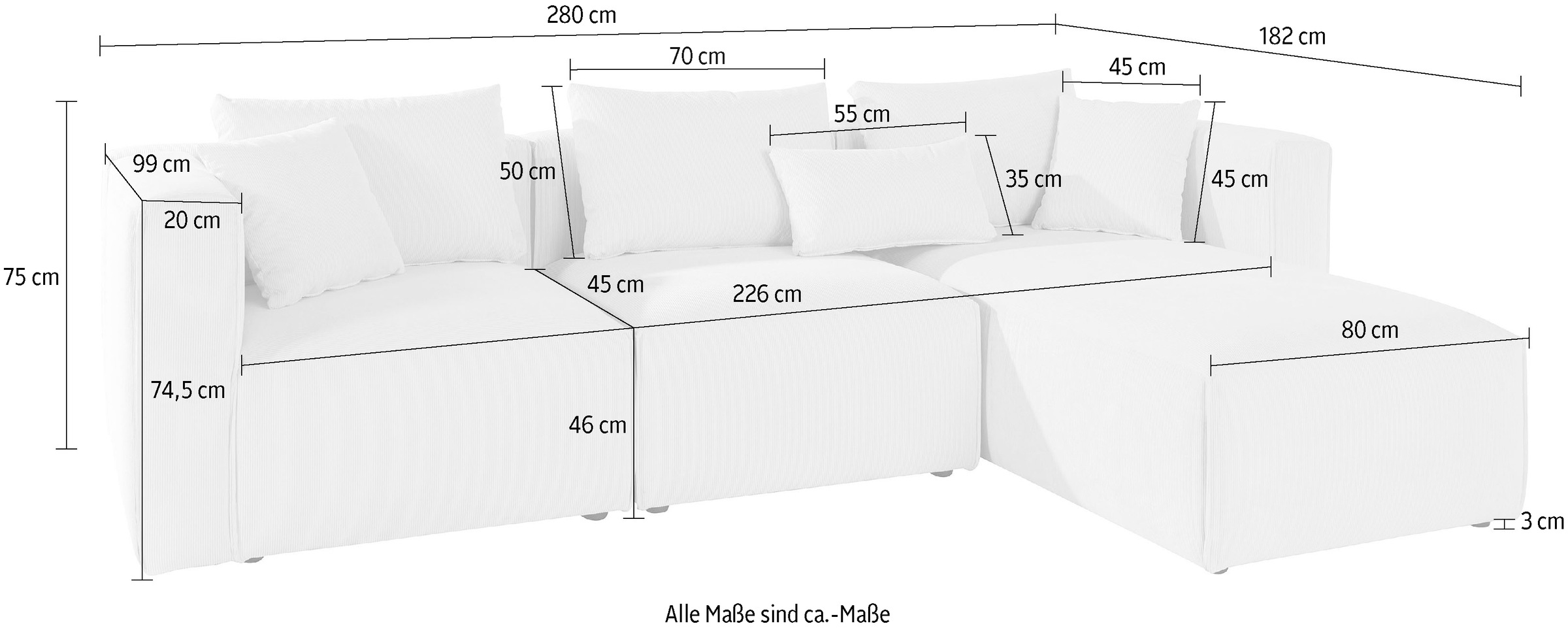Guido Maria Kretschmer Home&Living Ecksofa »Comfine L-Form«, zusammengesetzt aus Modulen, 3 Bezugsqualitäten und viele Farben