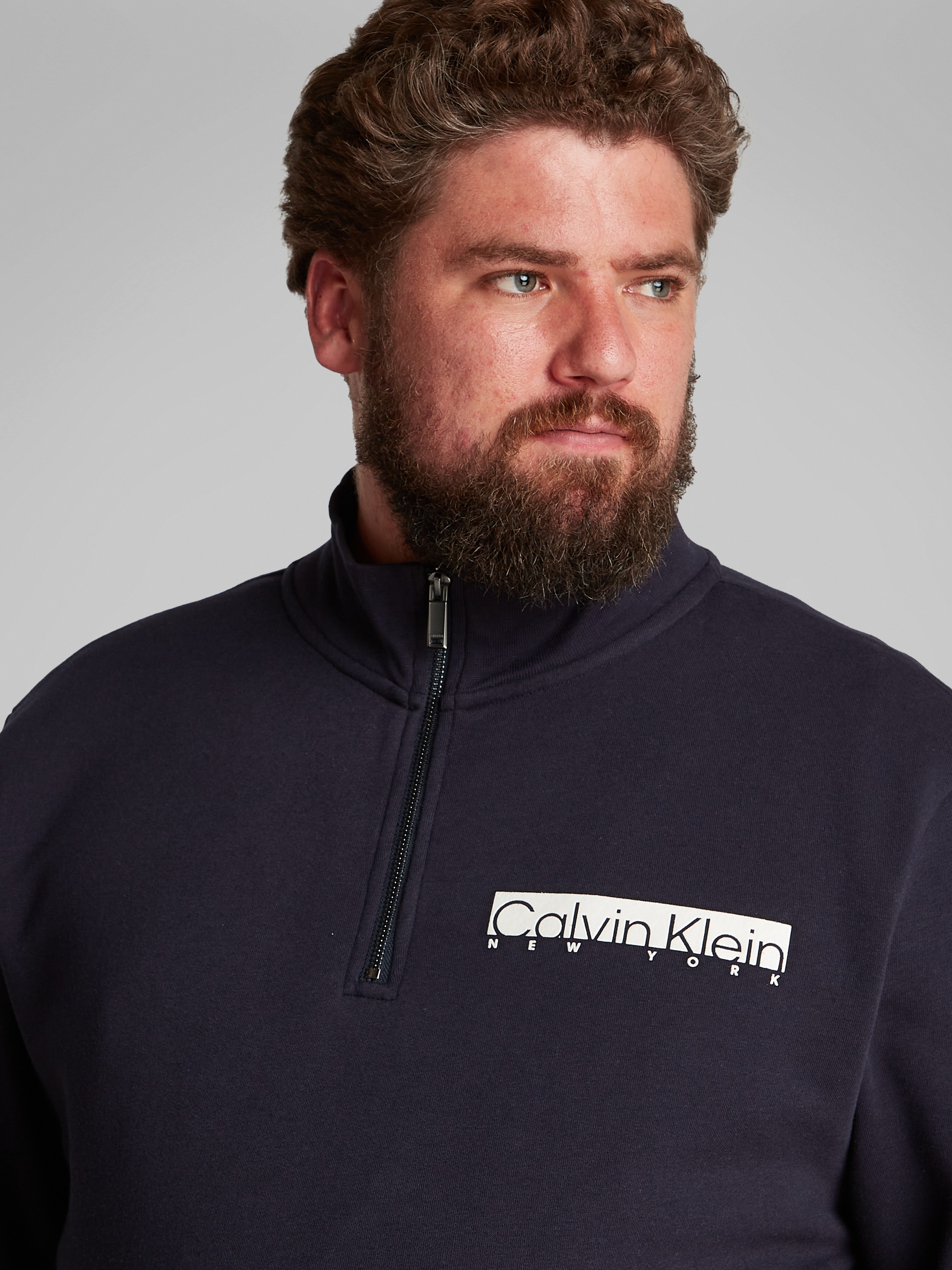 Calvin Klein Big&Tall Sweatshirt »BT_NY CHEST BOX LOGO Q-ZIP«, in Großen Größen mit Logoprint