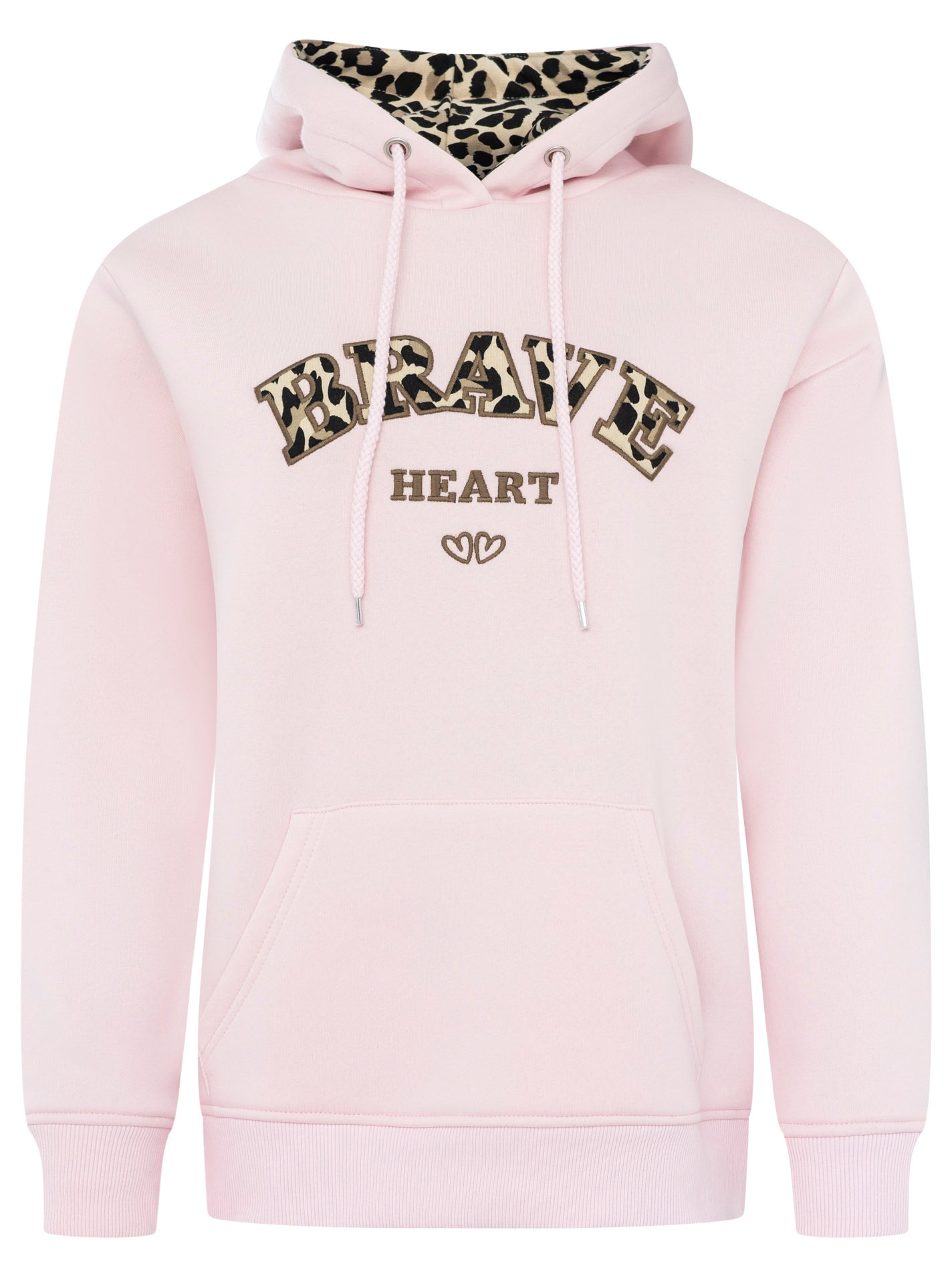Zwillingsherz Hoodie »"BRAVE Heart"«, gesticktes Leo Motiv, Kapuze mit Leomuster, Kängurutasche
