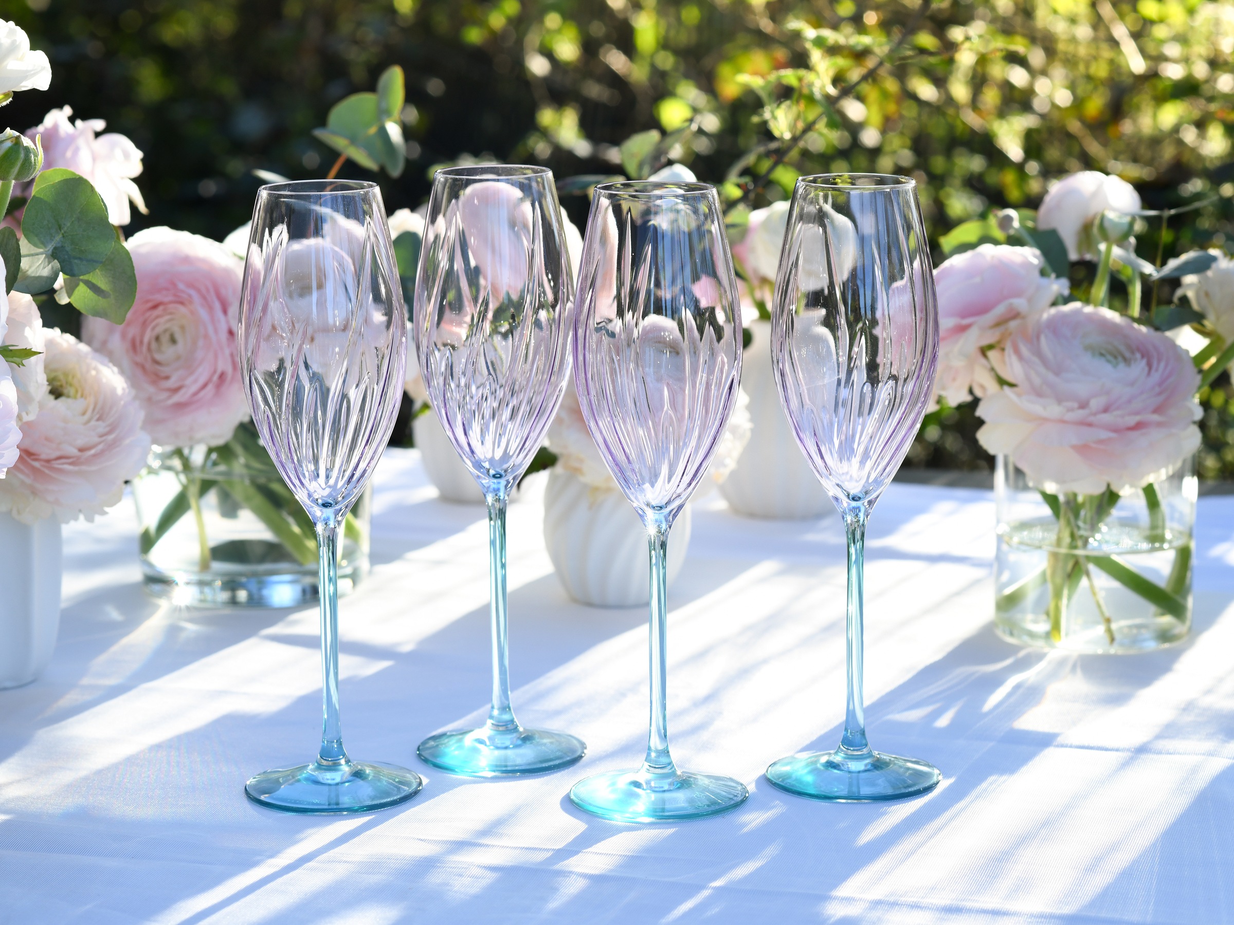 CreaTable Sektglas »Swirly Spring, Sektgläser-Set, 4-tlg.«, (Set, 4 tlg.), Rillen Relief, Modern, Sommerlich, Leicht
