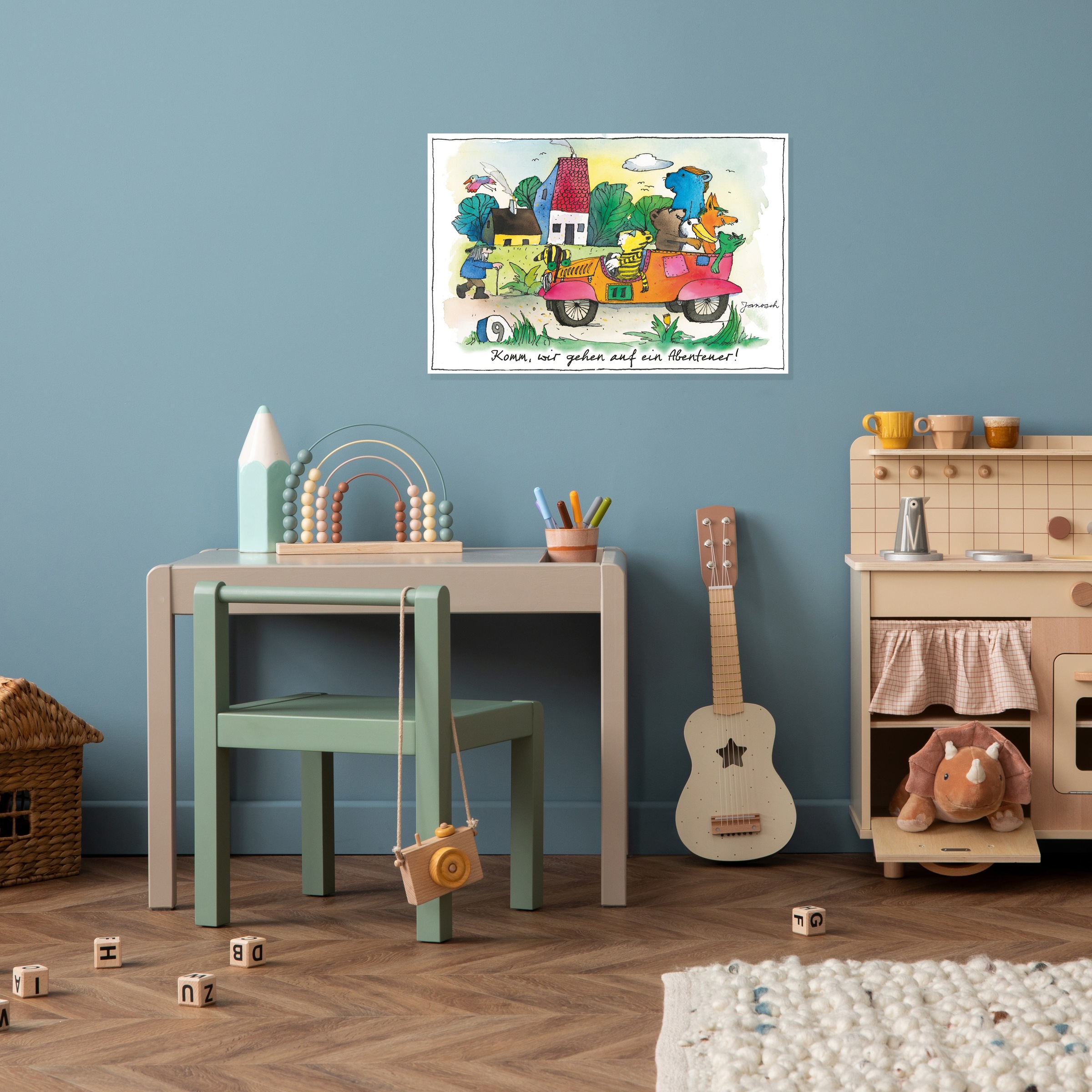 LuckyLinde Wanddekoobjekt "Der kleine Tiger und der kleine Bär - Abenteuer" Exklusive JANOSCH Kindermotive, Stahlschild