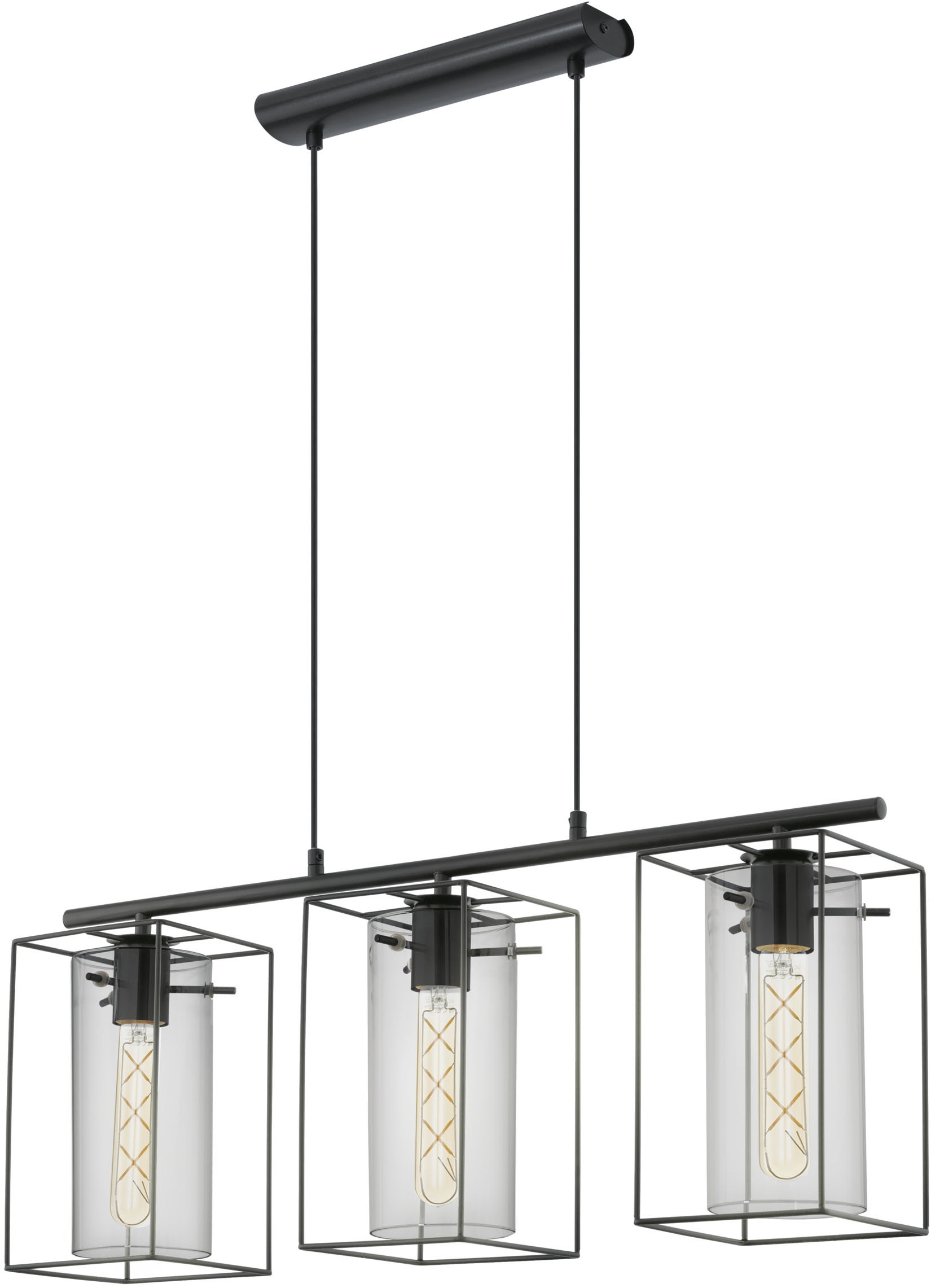 EGLO Hängeleuchte »LONCINO Pendellampe - Stahl - E27 - 3X60W - IP20« E27 1 Stk. Hängelampe, Deckenlampe, Wohnzimmer, Esszimmer, L74,5 x B15 x H110 cm