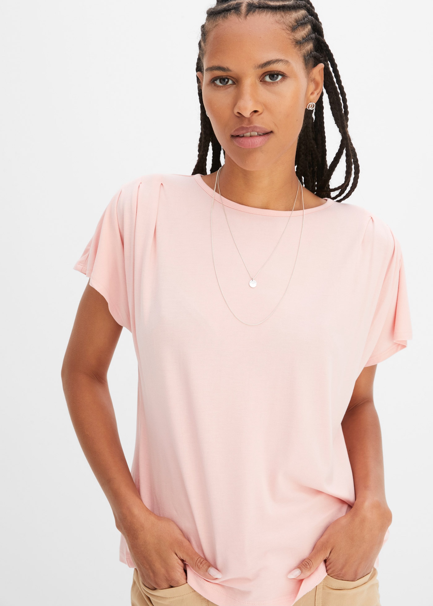 bonprix T-Shirt Oversize-Passform, Kurzarm, mit Raffung an der Schulter
