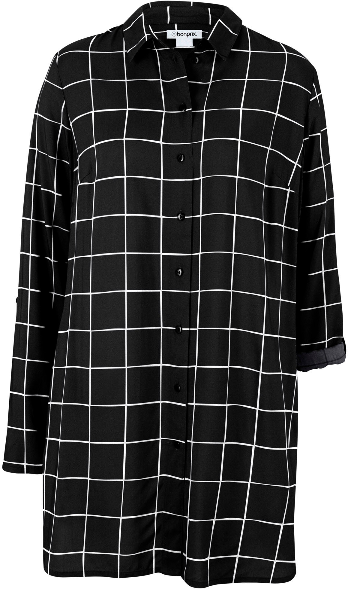 bonprix Longbluse »Karierte Longbluse mit Taschen« figurumspielende Passform, mit Karomuster, aus Viskose