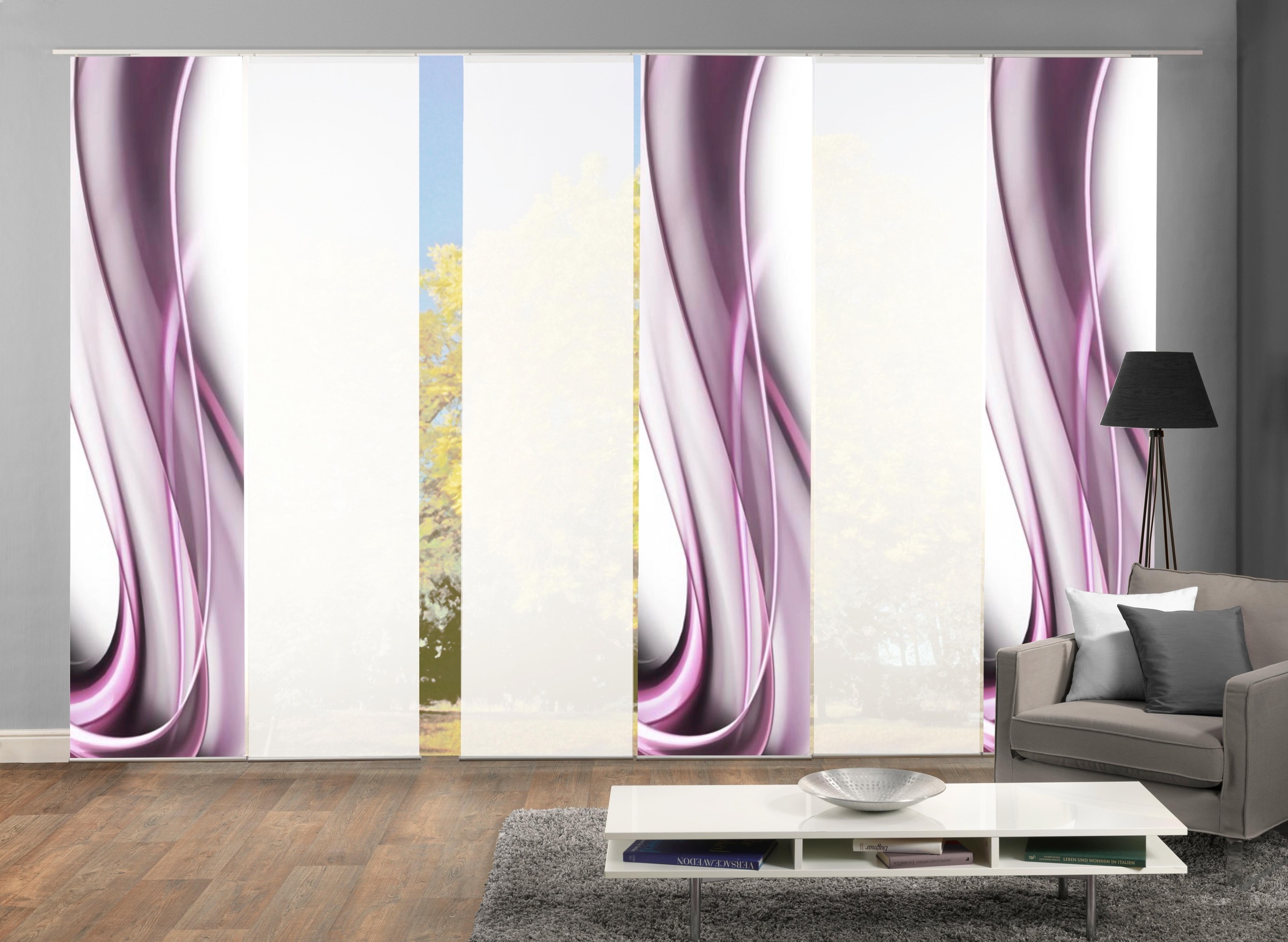 HOME WOHNIDEEN Schiebegardine "ONDAR" Klettband 6 Stk. tlg. HxB: 245x60, in günstig online kaufen