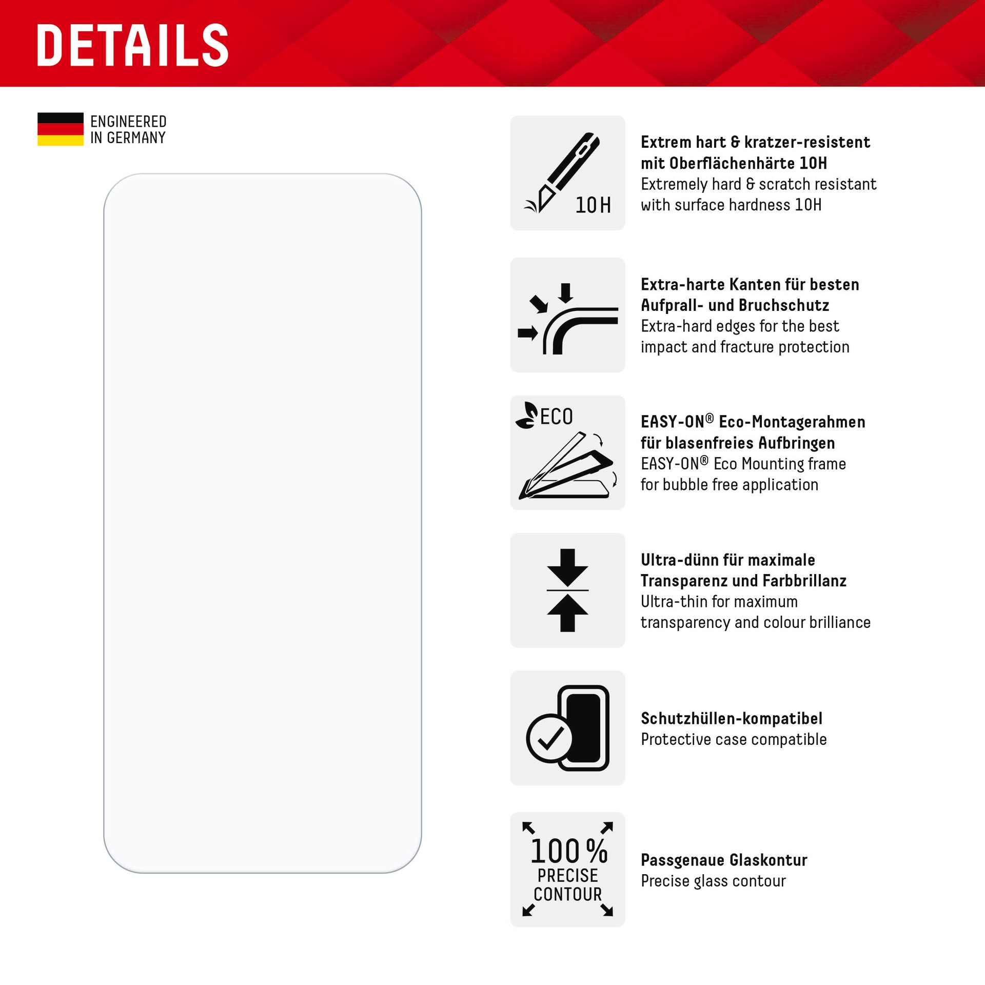 Displex Displayschutzglas »Real Glass«, für Xiaomi 14, (1 St.), Bildschirmschutz, Displayschutzfolie,Einfach anbringen,kratz-&stoßfest
