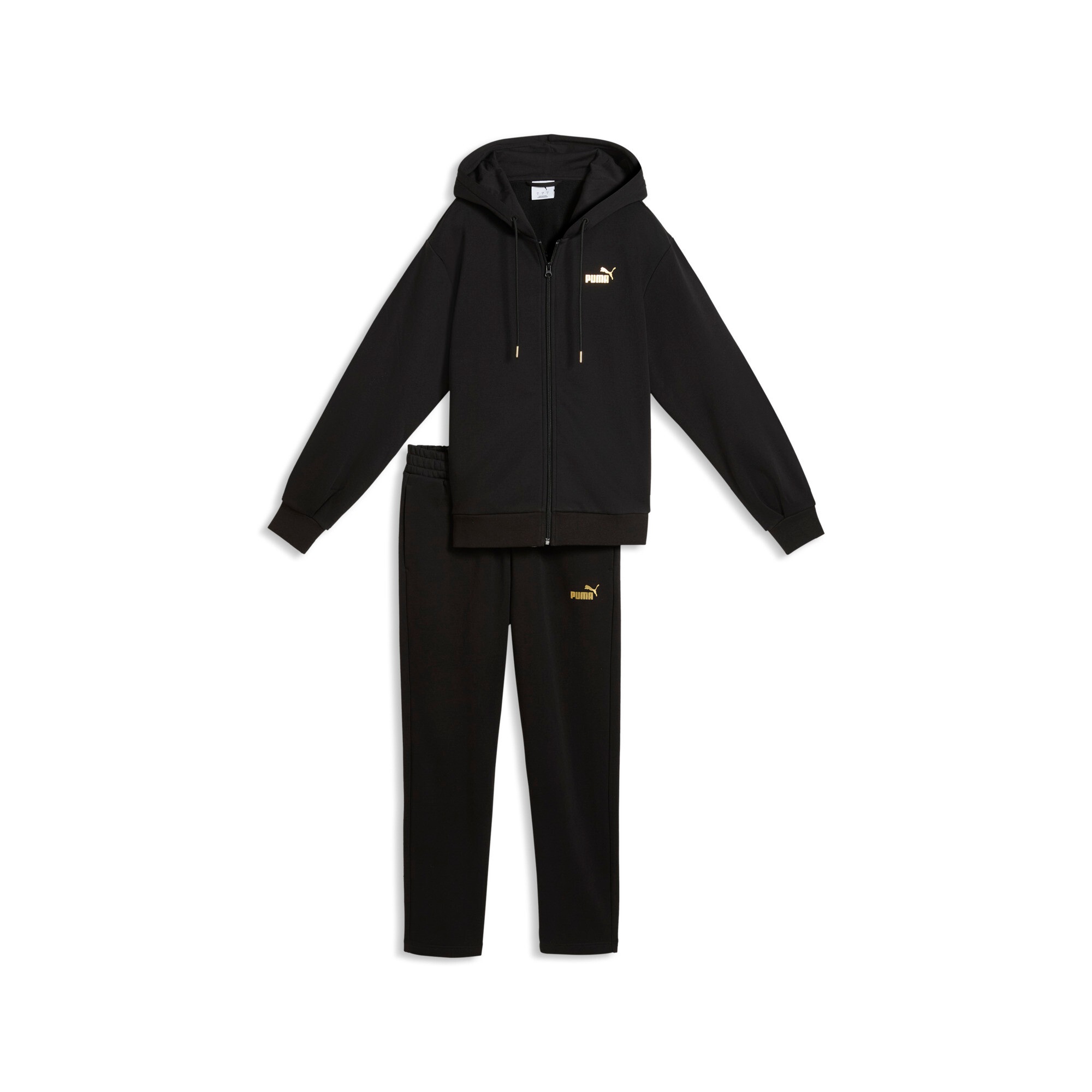 PUMA Trainingsanzug »METALLIC HOODED STANDARD SWEAT SUIT FL OP« 2 mit Kapuze, in weicher Fleece-Qualität