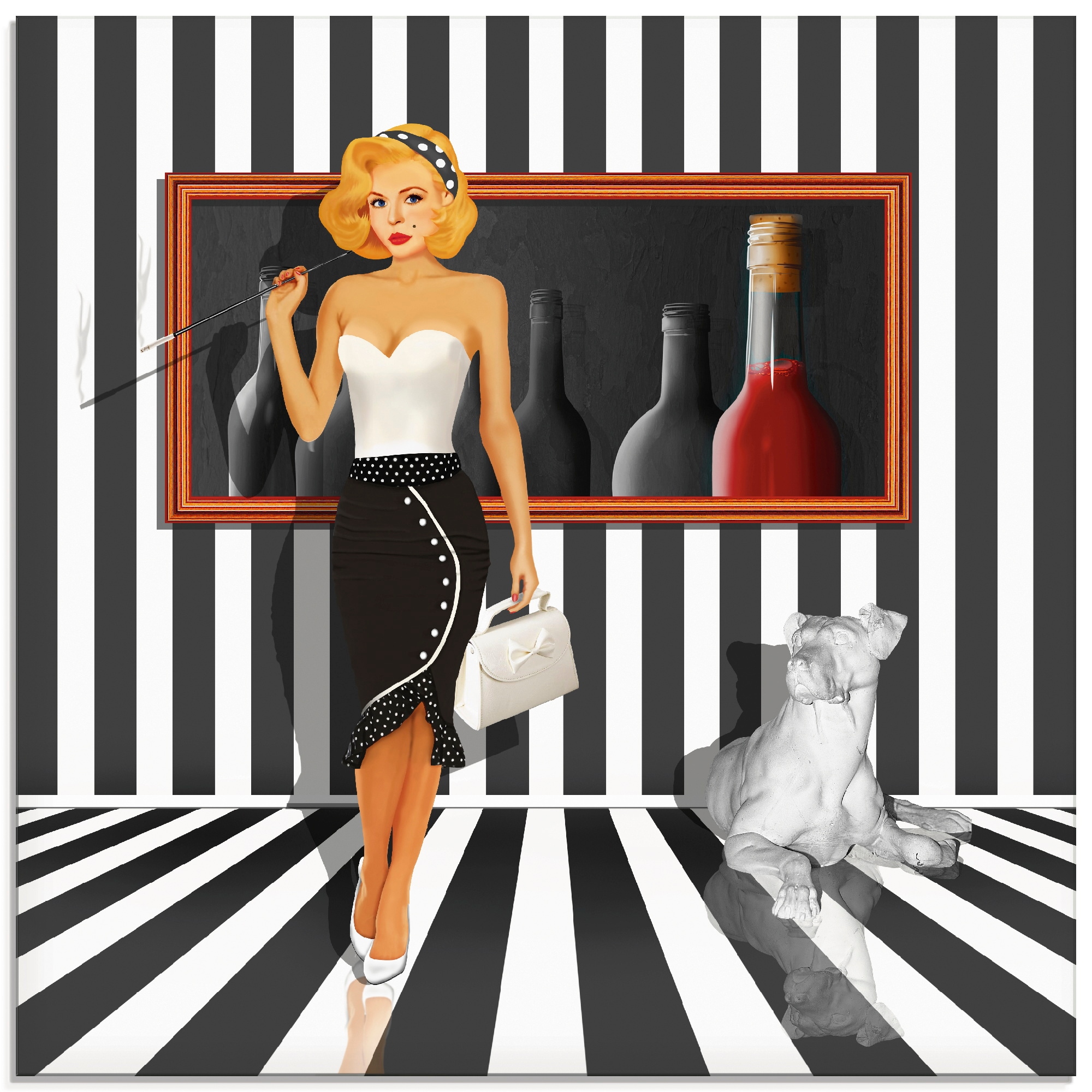 Artland Glasbild "Das Damenquartett 4 Schwarz-Weiss" Frau 1 Stk. tlg. in ve günstig online kaufen