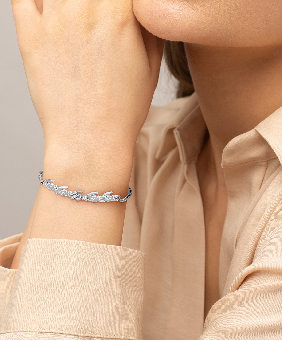 Lacoste Crocodile Bracelet Steel White 19cm 3