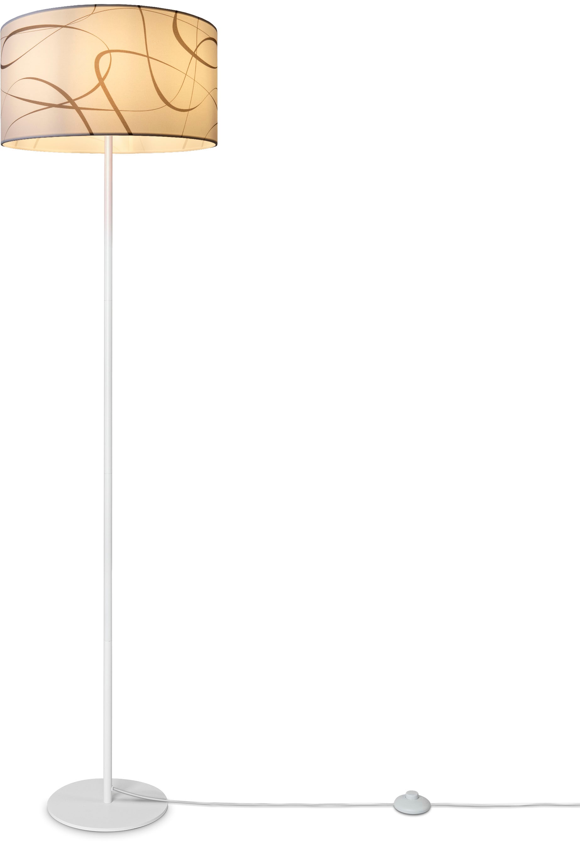 PACO HOME Stehlampe "Luca Tribal", Ø 38cm H: 144cm, weiß, Wohnzimmer, Leuchten, Stehlampe Dreibein Mit Lampenschirm Stoff Modern Abstrakt Uni E27