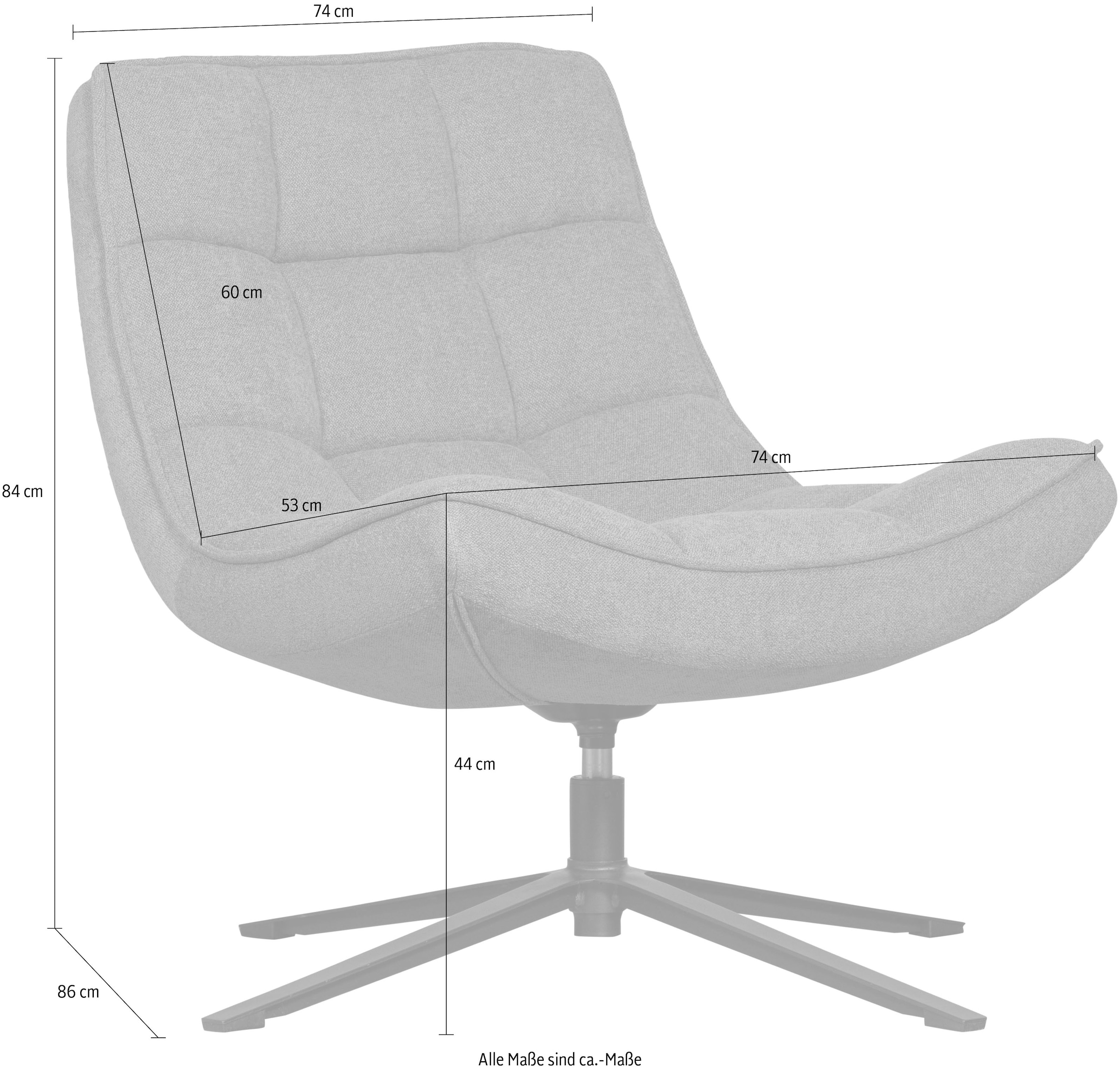 WOOOD Drehsessel »Maudi«, Metallgestell, gepolstert mit gewebtem Stoff, H 84 cm x B 74 cm