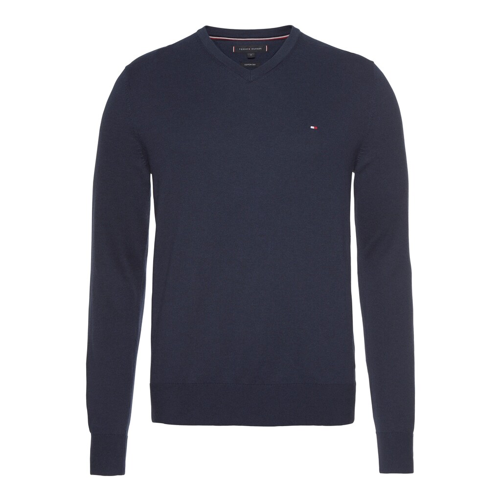 Tommy Hilfiger V-Ausschnitt-Pullover »COTTON SILK V NECK«