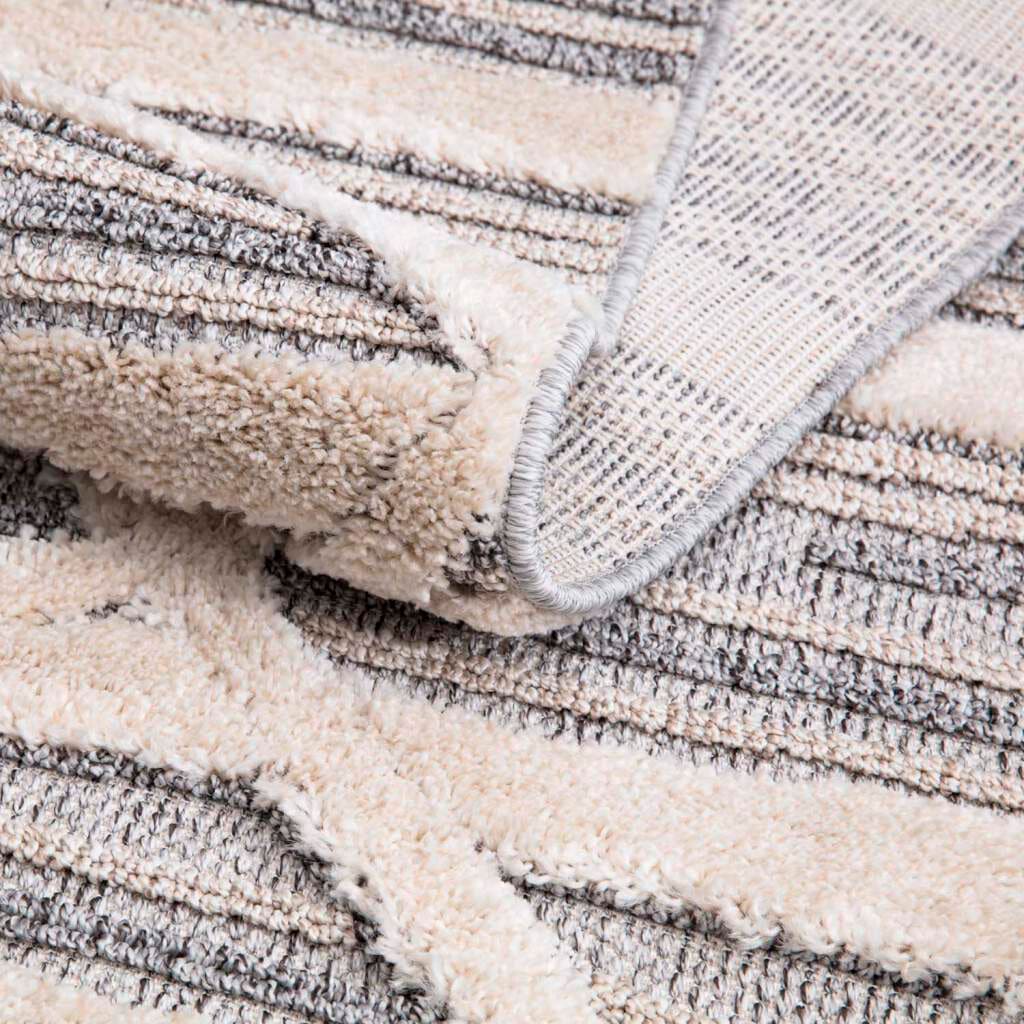 Carpet City Hochflor-Teppich »Valencia 810«, rechteckig, 20 mm Höhe, Läufer, Boho-Stil, 3D-Effekt, Raute, Hoch-Tief-Struktur, mit Fransen