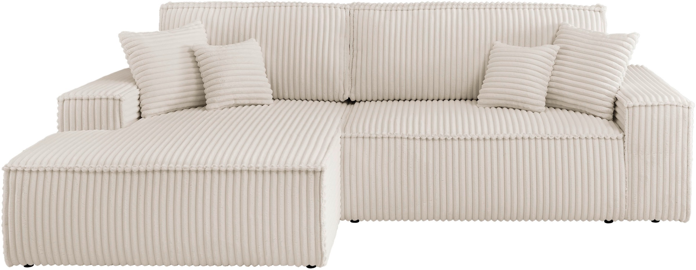 andas Ecksofa "Finnley Schlafsofa 267 cm in Bouclé, Struktur fein u. Cord, günstig online kaufen