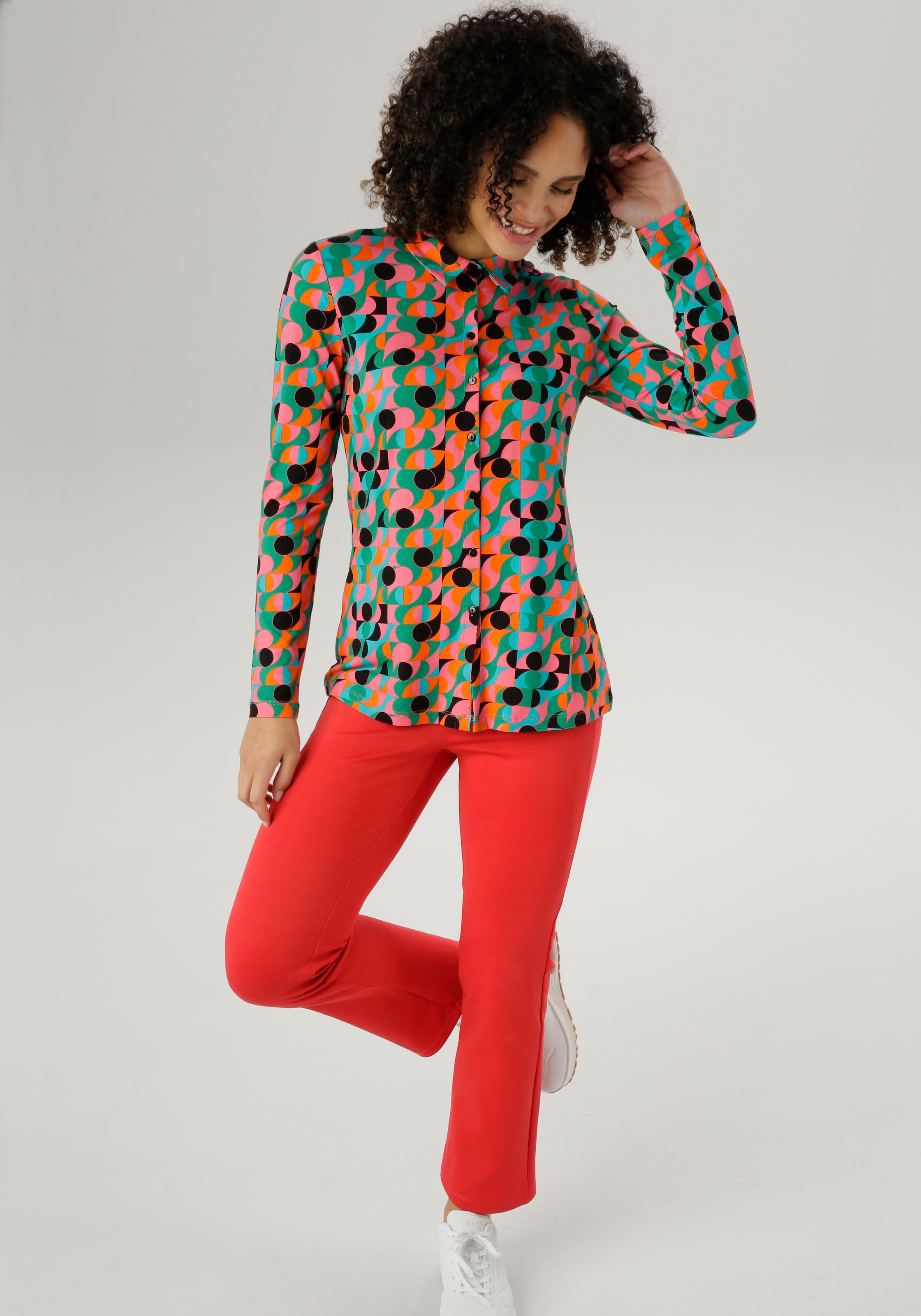 BAUR online Hemdbluse, Aniston Jersey aus kaufen SELECTED |