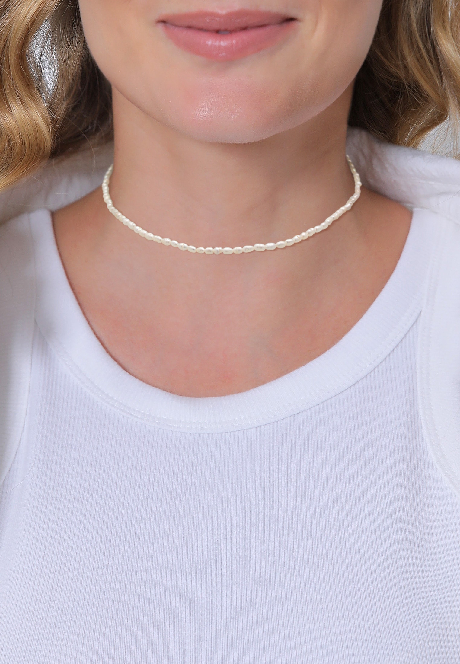Elli Premium Choker »Halskette Choker Süßwasserperlen Klassik 925 Silber«