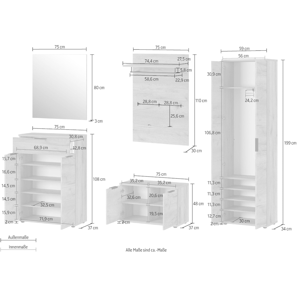GERMANIA Garderoben-Set »GW-Fremont«, (Set, 5 St.)
