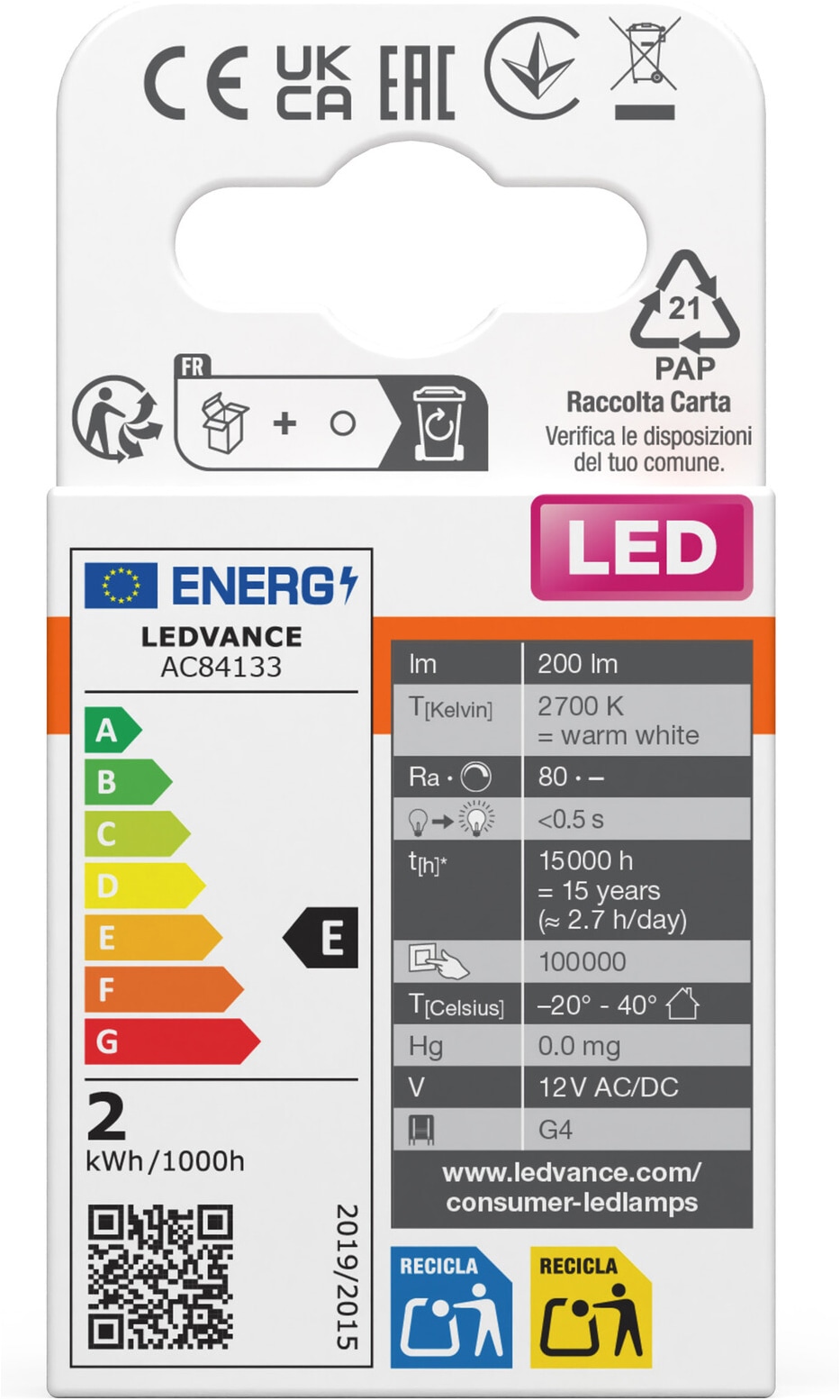 Osram LED-Leuchtmittel »LED PIN Lampe« G4 2 Stk. Warmweiß