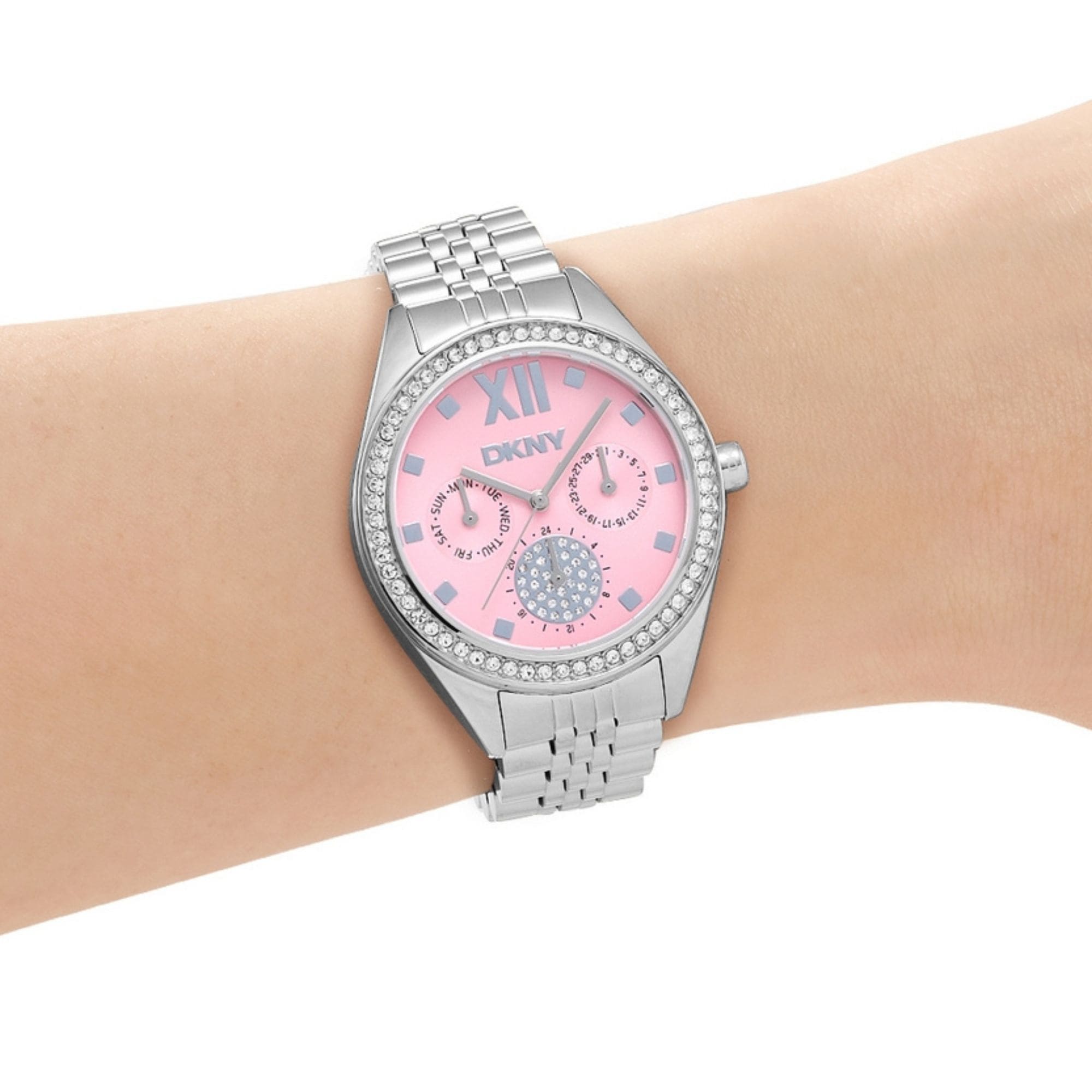 DKNY Quarzuhr »Mulit Function Watch« Armbanduhr, Damenuhr, Edelstahlarmband, analog, Tag