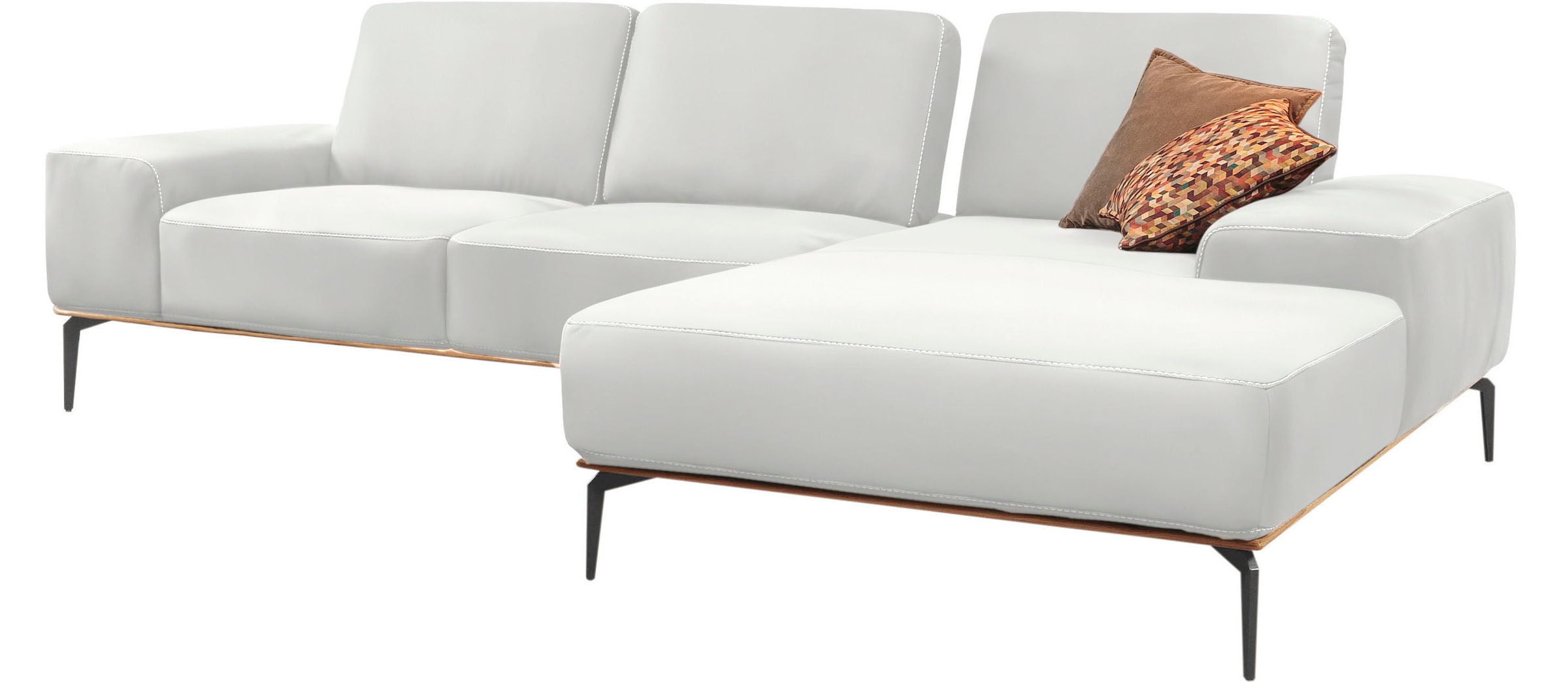 W.SCHILLIG Ecksofa »run, Designsofa mit tollem Sitzkomfort, bequem, L-Form«, mit Holzsockel, Füße in Schwarz pulverbeschichtet, Breite 299 cm