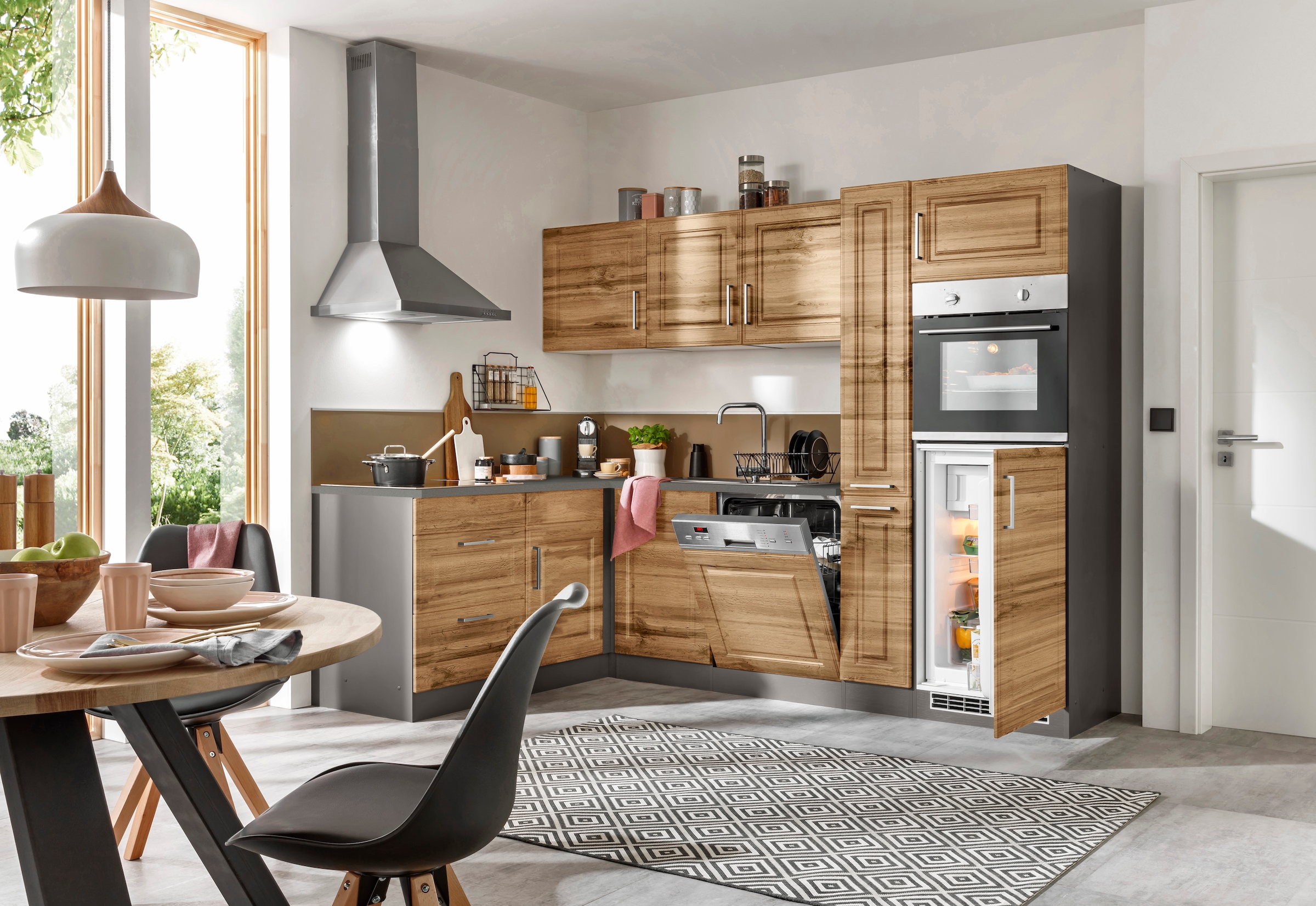 HELD MÖBEL Winkelküche »Stockholm«, mit E-Geräten,260 x 170 cm, mit hochwertigen MDF Fronten