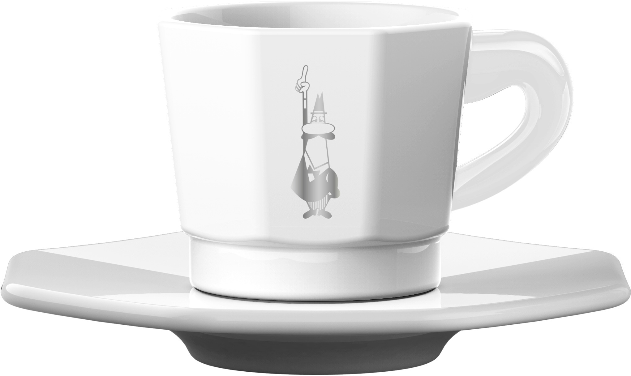 Bialetti Weiß Espressotasse 4 Tassen 4 Untertassen von Baur