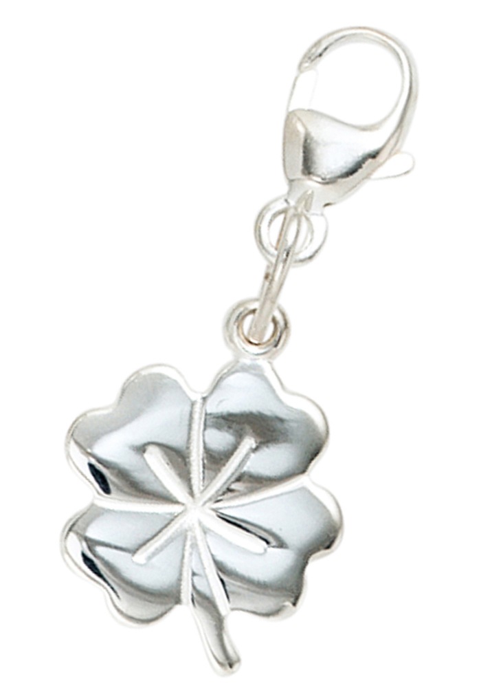 Charm-Einhänger JOBO "Charm Glücksbringer Kleeblatt", silber 925, Charms, Damen, Silber 925 (Sterlingsilber), 925 Silber rhodiniert